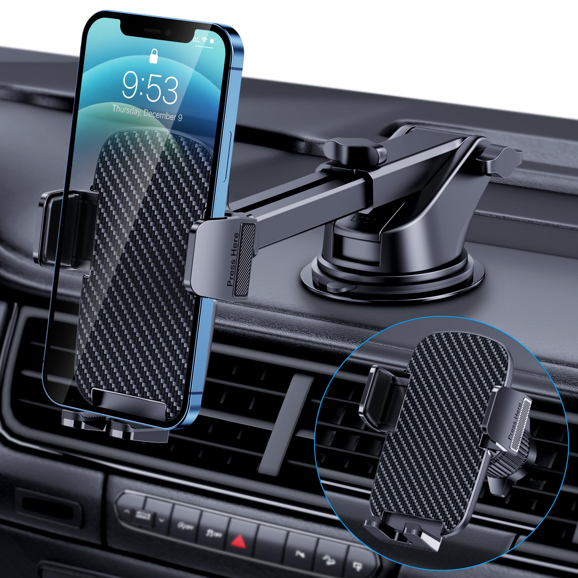 Ticilfo Car Phone Holder [Military-Grade Suction] Phone Stand For Car [Super Stable] Automobile Car Mount For Iphone Universal A