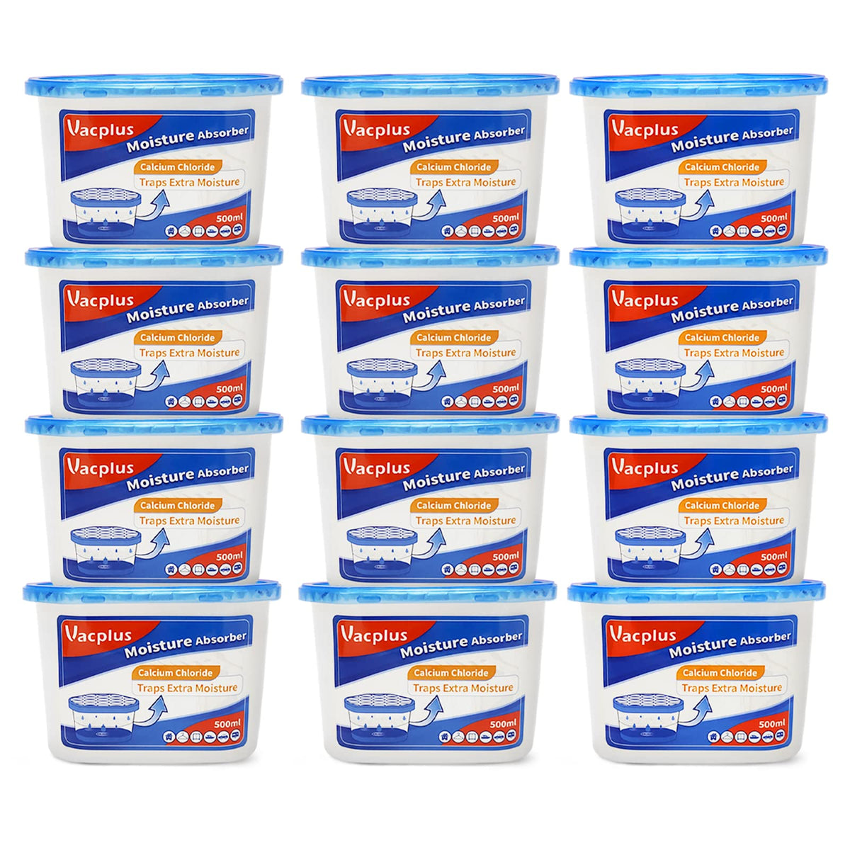 Vacplus Moisture Absorbers Boxes (12 Pack), 10.5 Oz, Humidity Absorber Attracts Extra Moisture From Your Bathroom, Closet, Kitch