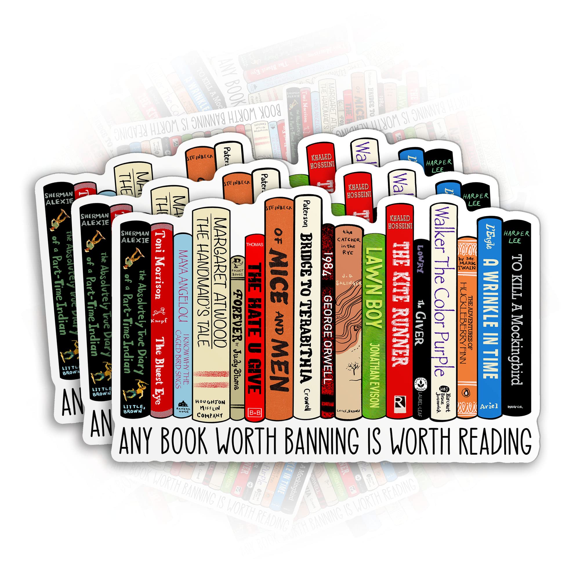(3Pcs) Any Book Worth Banning Is Worth Reading Sticker Banned Book Reading Stickers 2In Die Cut Waterproof Vinyl Sticker For Har