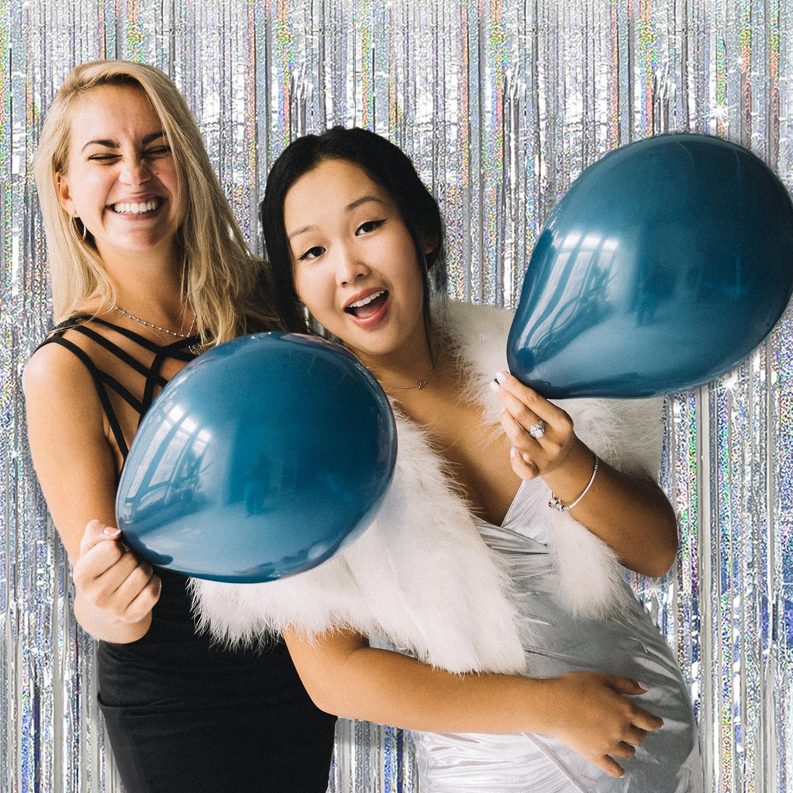 Tinsel Curtain Party Backdrop Silver Birthday Party Decorations 10 Packs Glitter Foil Fringe Curtain Party Decor Streamers Photo