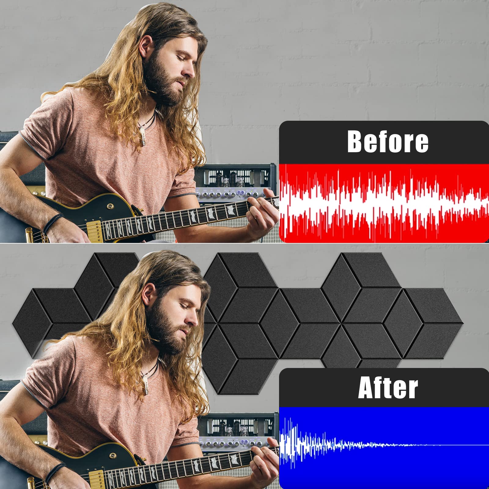 Dailycooper 12 Pack Self Adhesive Acoustic Panels 12'' X 10'' X 0.4''   Sound Proof Foam Panels With High Density, Fashionable Y