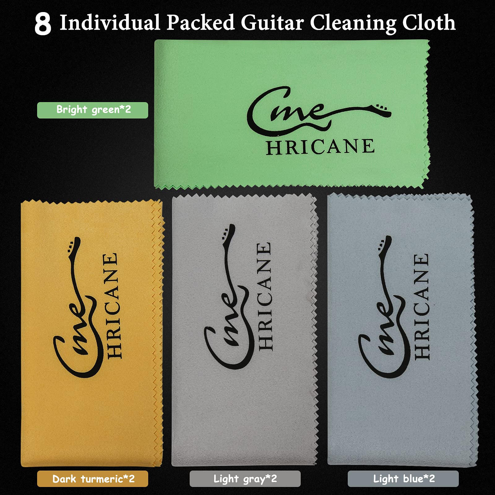 Hricane Guitar Cloths Ultrafine Fiber Suede (8 Pack 12''X12'') Plush Polishing Cloths For Musical Instruments Premium Polishing