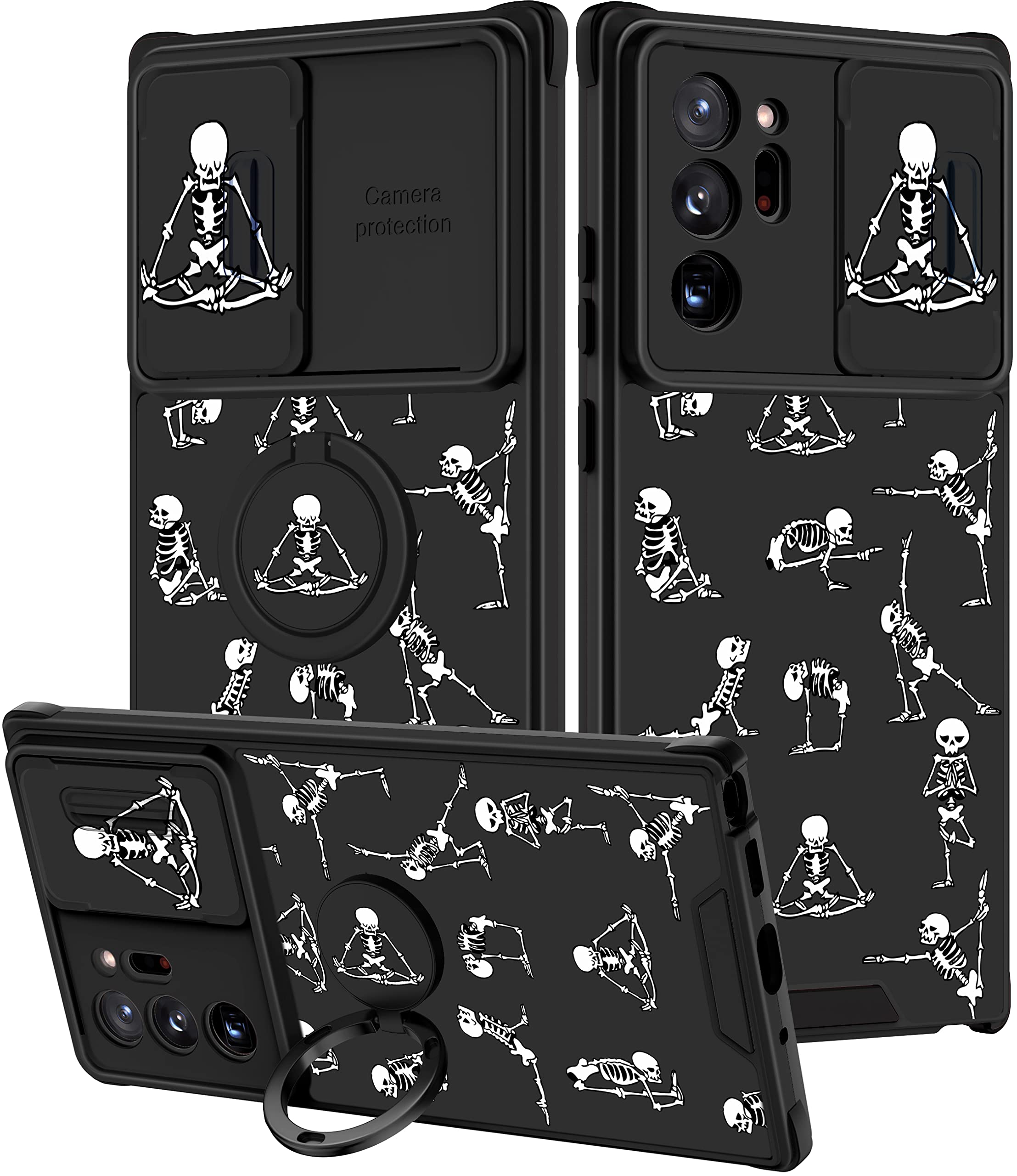 Goocrux (2In1 For Samsung Galaxy Note 20 Ultra Case Skull Cute Phone Cover Skeleton Yoga Ghost Horror Design With Slide Camera C