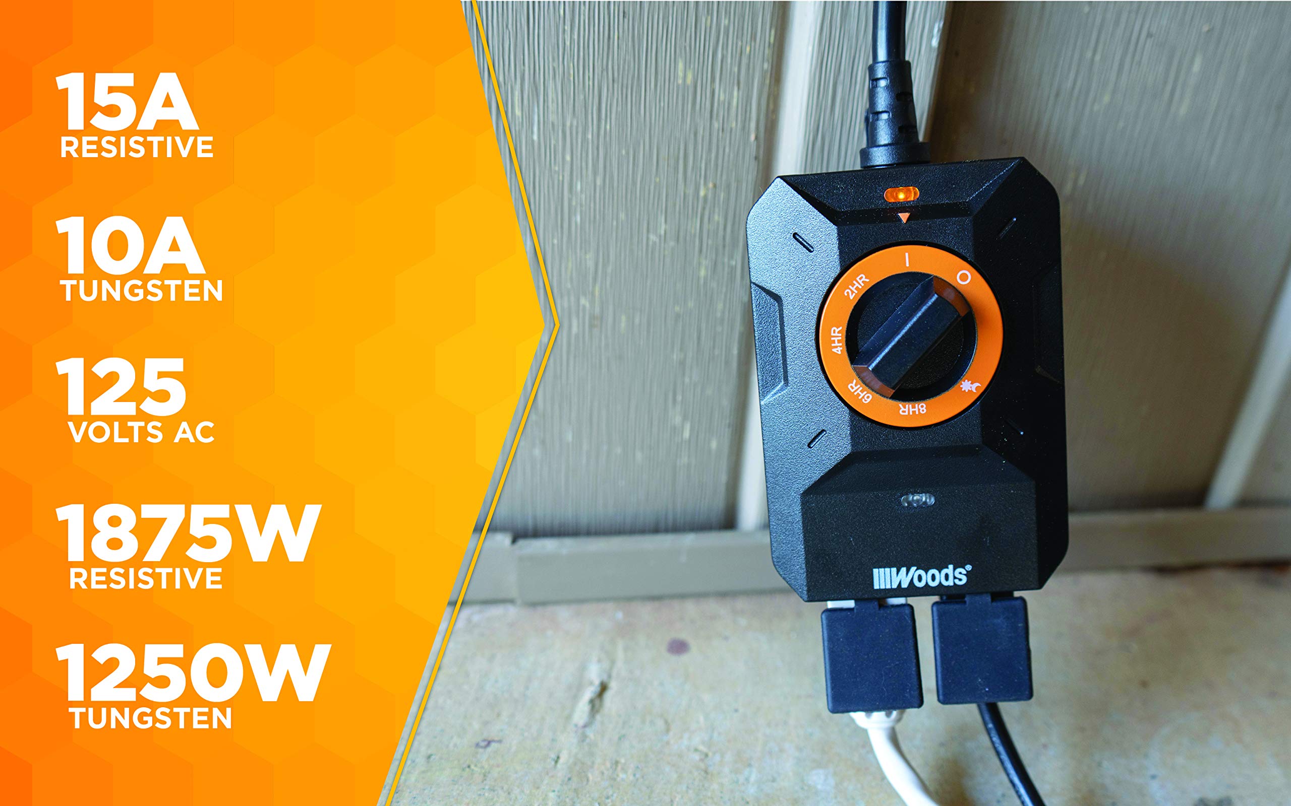 Woods 50122Wd Outdoor Dusk To Dawn Lighting Timer, 2 Grounded Outlets,