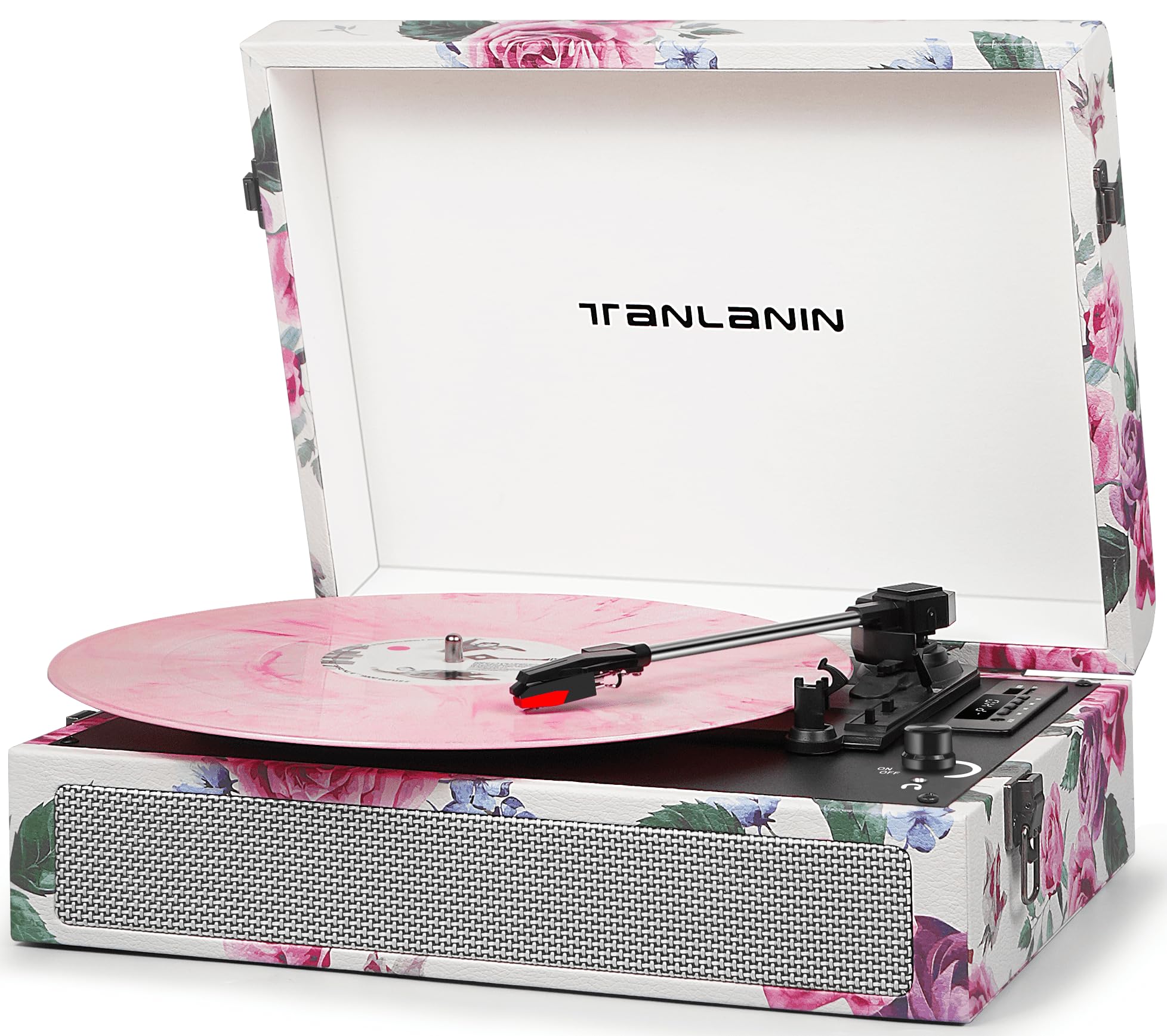 Vintage 3-Speed Record Player with Built-in Speakers, Retro LP Vinyl Player Portable Turntable with USB Recording, Bluetooth Pla