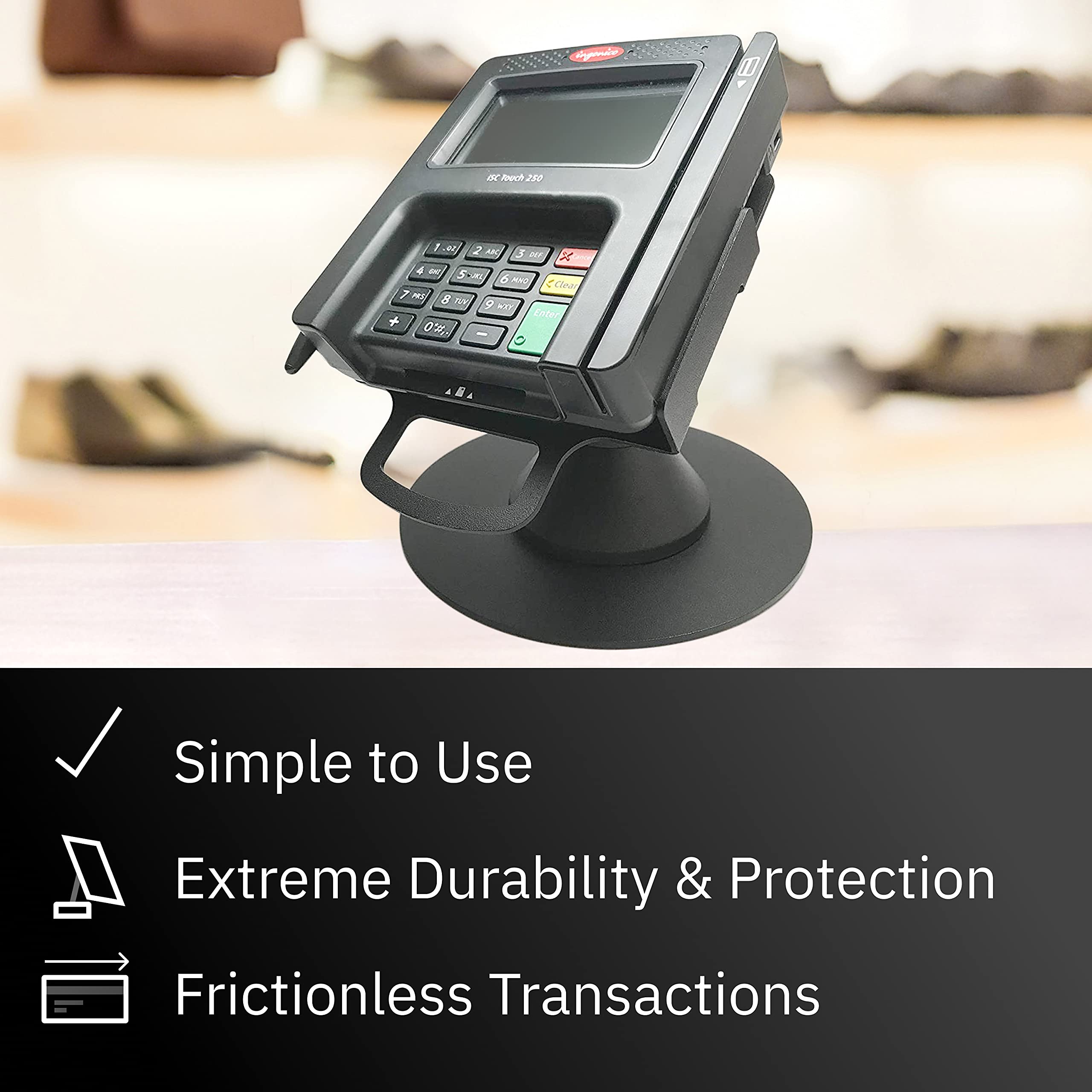Discount Credit Card Supply Dccstands Ingenico Isc 250 Freestanding Terminal Stand With Round Plate