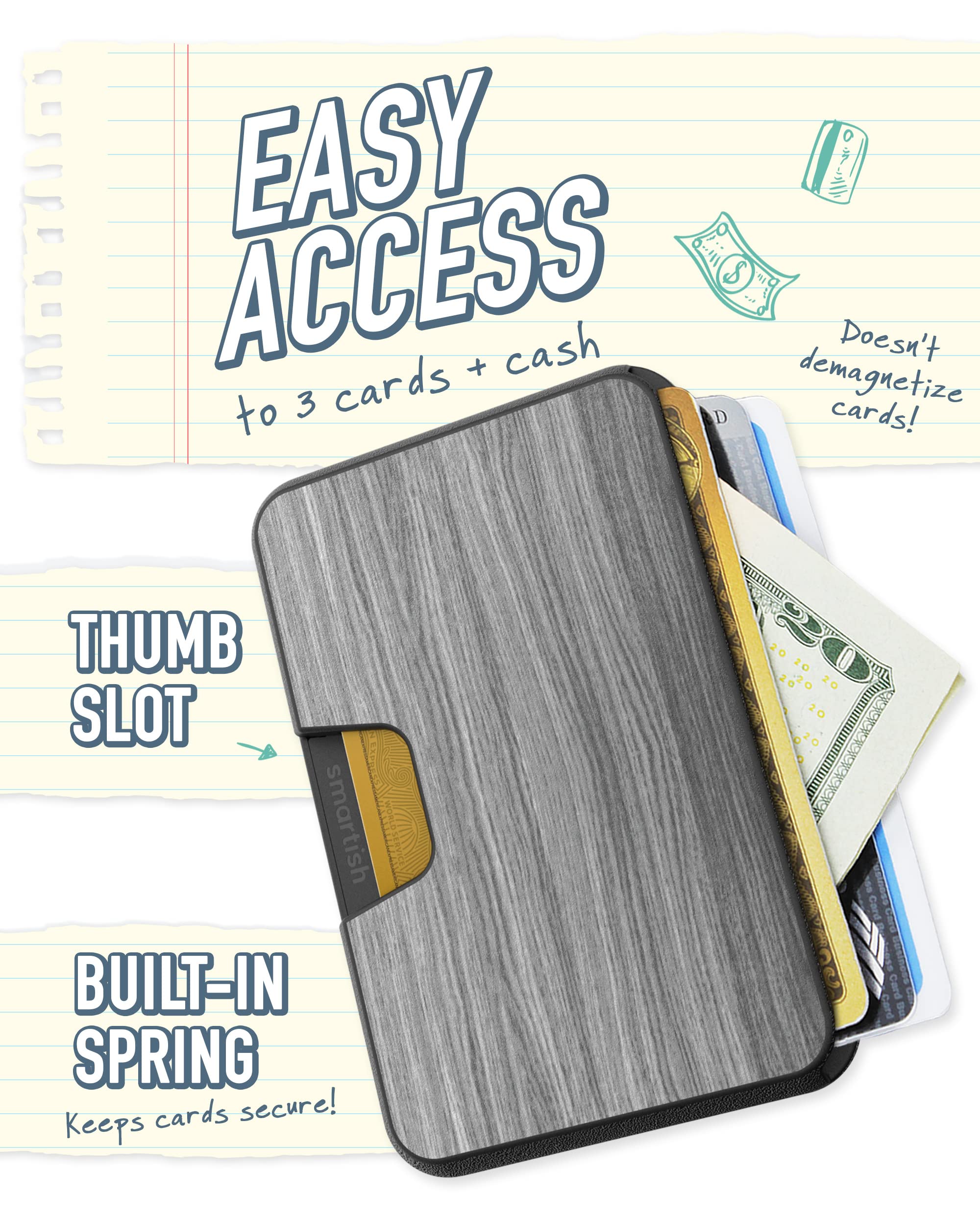 Smartish Wallet For Magsafe Iphones - Side Hustle - Slim Detachable Magnetic Card Holder For Apple Iphone 17/16/15/14/13/12/13/1