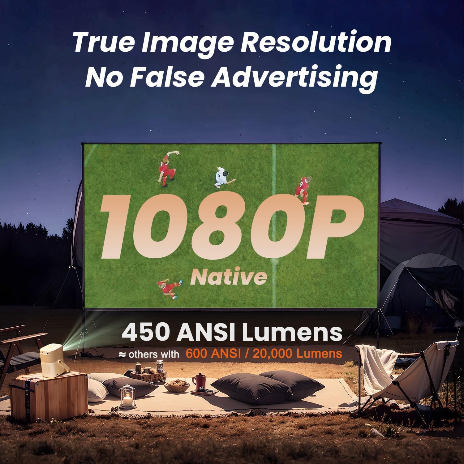 [Sound By Jbl & Built In Battery] Yaber T2 Outdoor Projector With Wifi 6 And Bluetooth, Native 1080P Smart Movie Portable Projec