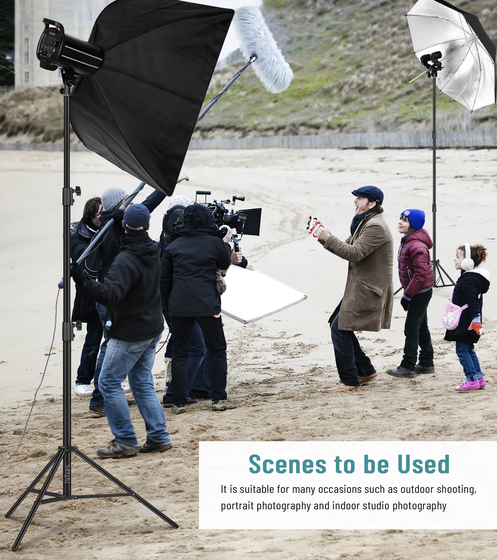 2 Pack Heavy Duty 9.2 Feet/110'' Light Photography Tripod Stand, Aluminum Spring Cushioned Lighting Stand With Carry Bag For Rel