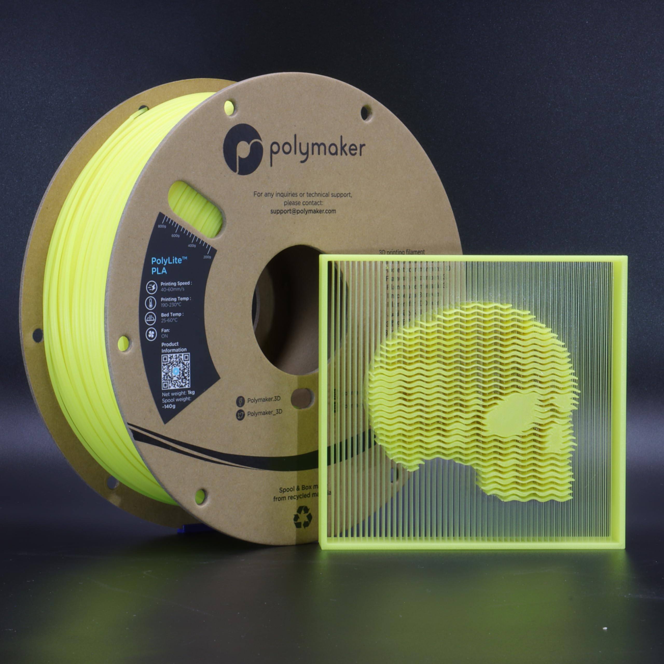 Polymaker Luminous Pla Filament 1.75Mm, Luminous Yellow Pla 3D Printer Filament 1.75 1Kg   Polylite 1.75 Pla 3D Printing Filamen