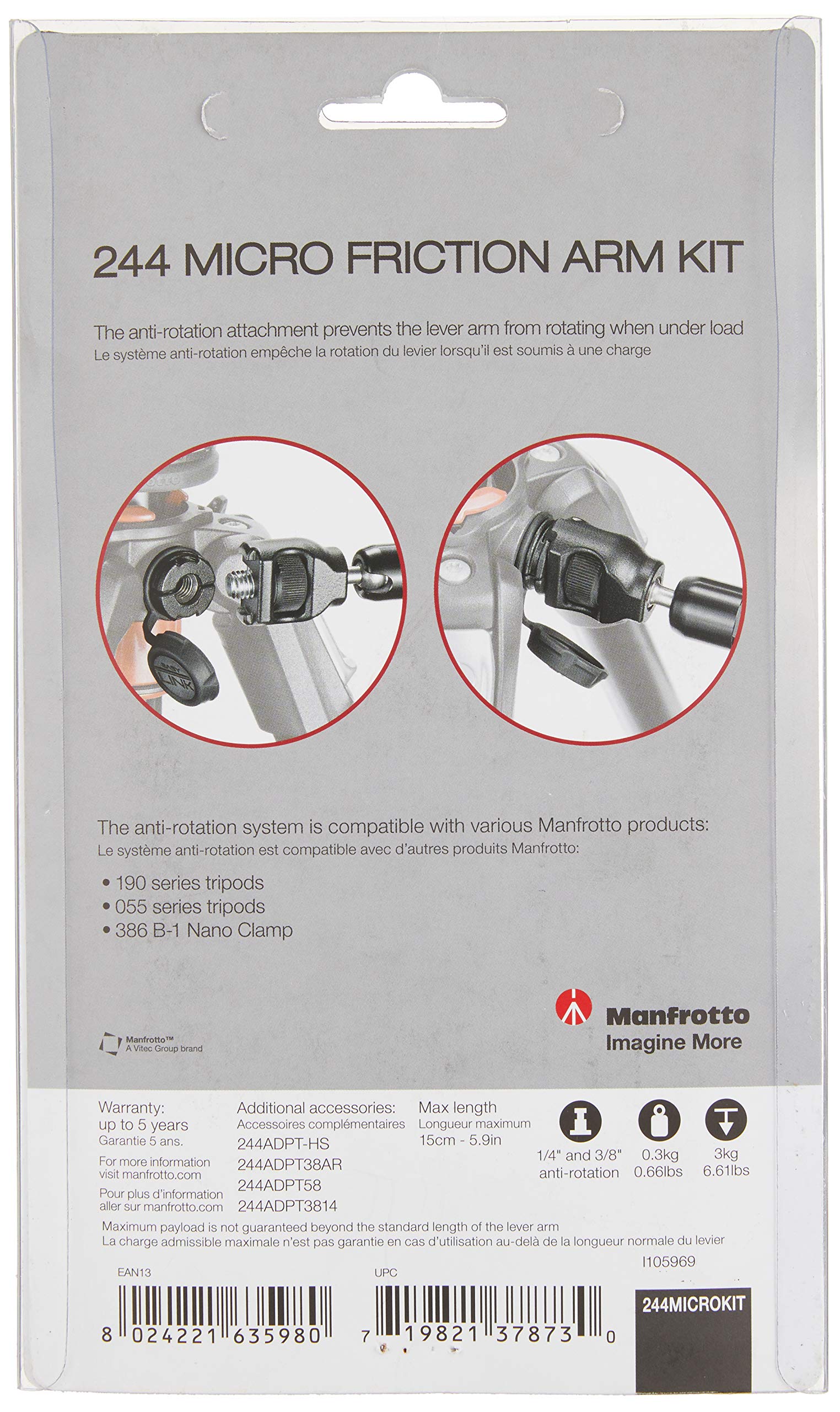Manfrotto 244Microkit 244 Micro Friction Arm (Black)