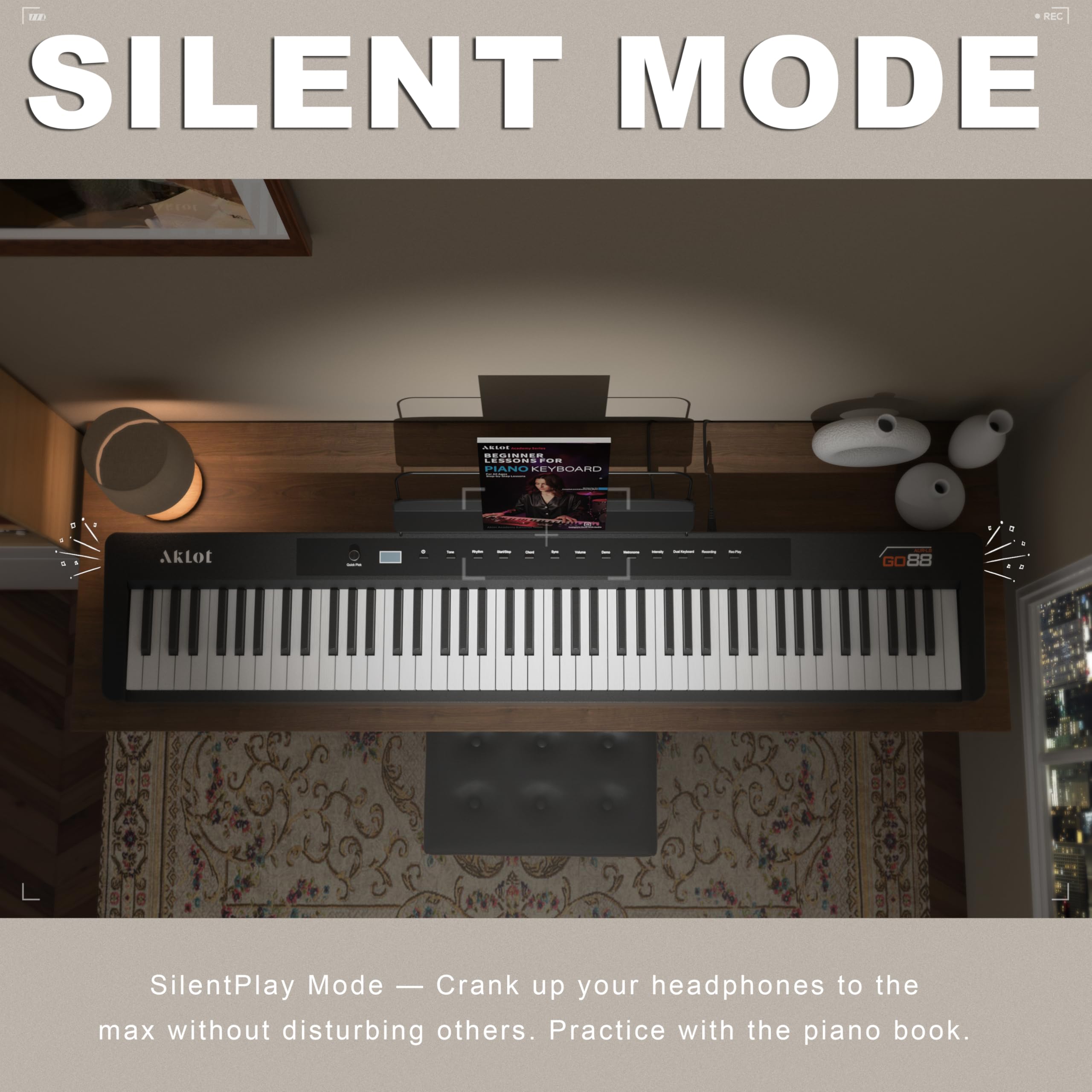 Aklot Portable Weighted Keyboard Piano: Beginner Digital Piano With 88-Key Hammer Action, Electric Triple Pedal And Music Stand,