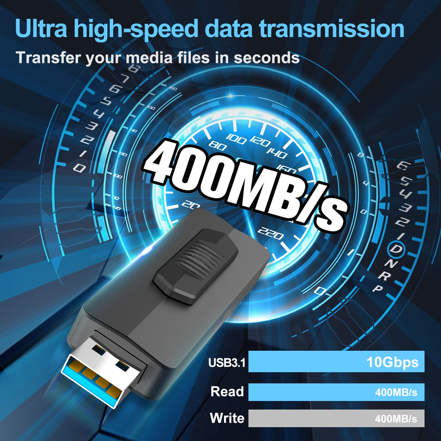 Vansuny Usb 3.2 Flash Drive 256Gb, 400Mb/S Super Speed Flash Drive, Usb 3.2 Gen 2 Solid State Usb Drive, Retractable Thumb Drive, Metal Usb Memory Stick, Portable Jump Drive