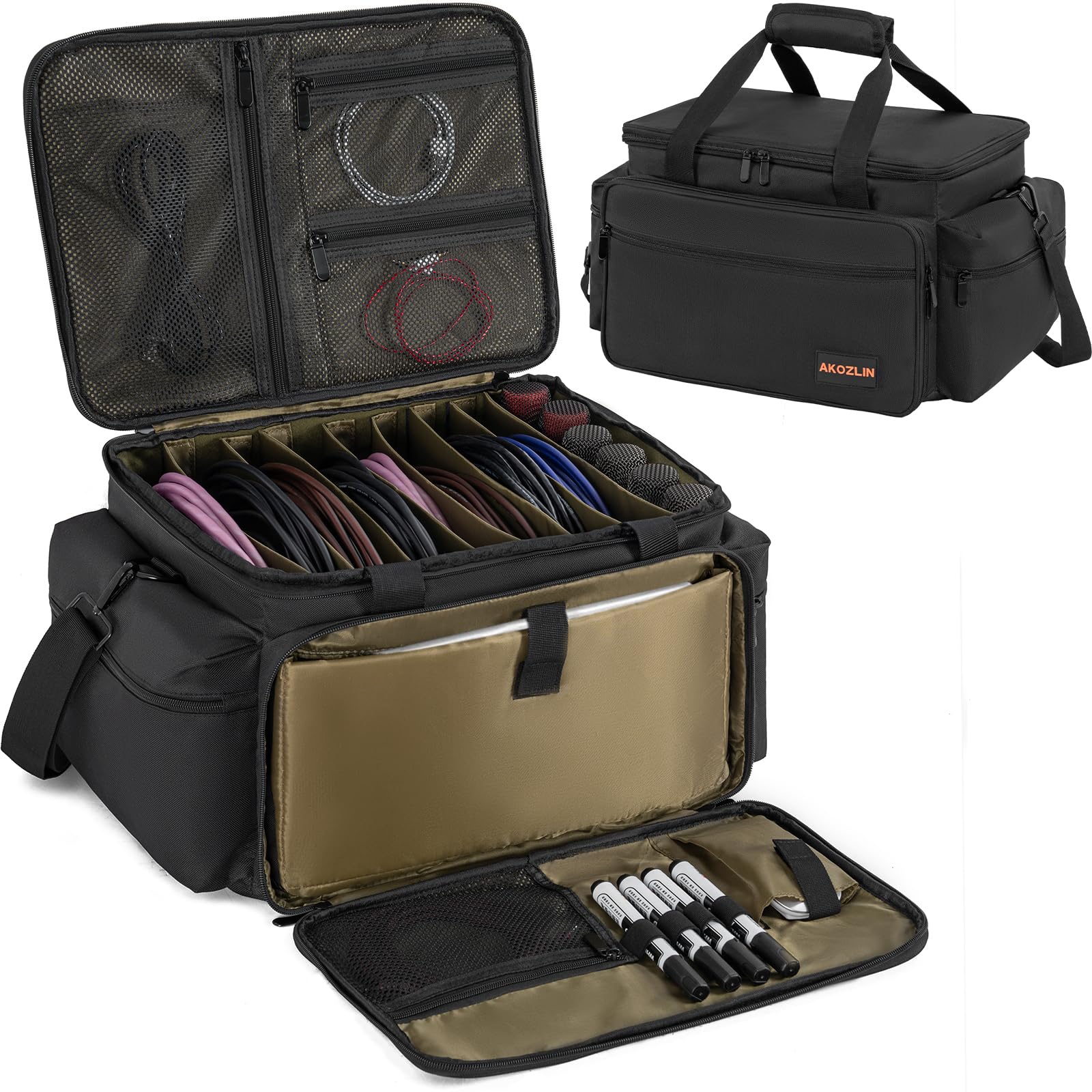 Akozlin Cable File Bag Dj Gig Bag Cord Organizer Case With Detachable Dividers For Laptop,Dj Gear, Sound Instrument And Music Eq
