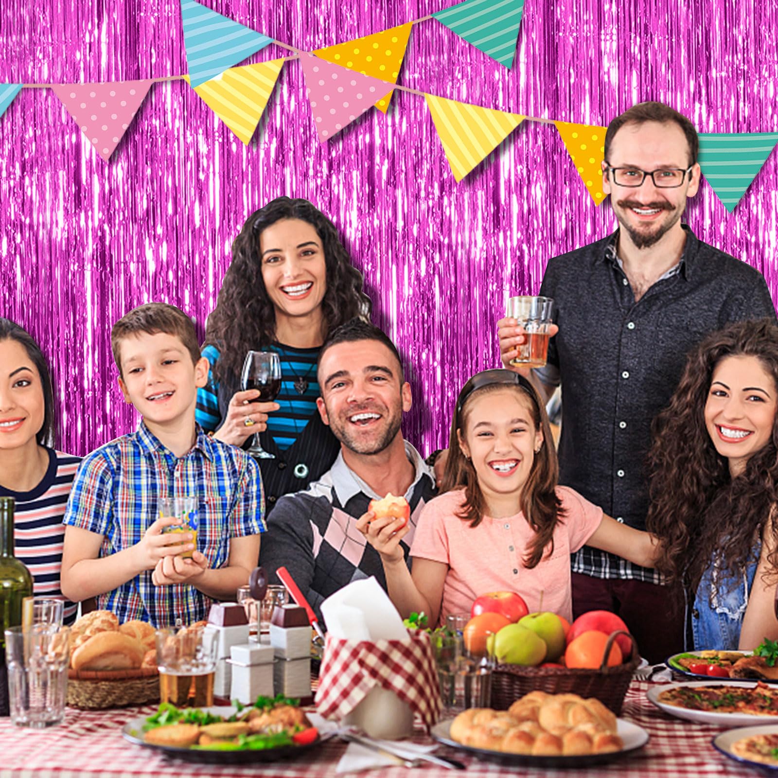 3 Pack Hot Pink Backdrop Curtain Birthday Party Decorations Tinsel Streamers Foil Fringe Backdrop New Years Bachelorette Graduat