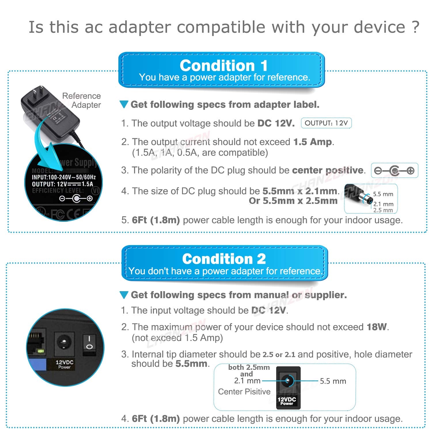 Chanzon 12V 1.5A 18W Power Supply Ac Dc Switching Adapter, 12 Volt 1.5 Amp Ac/Dc Wall Wart Converter Transformer, 100 240V 50 60Hz Input With 12Vdc 1500Ma Output