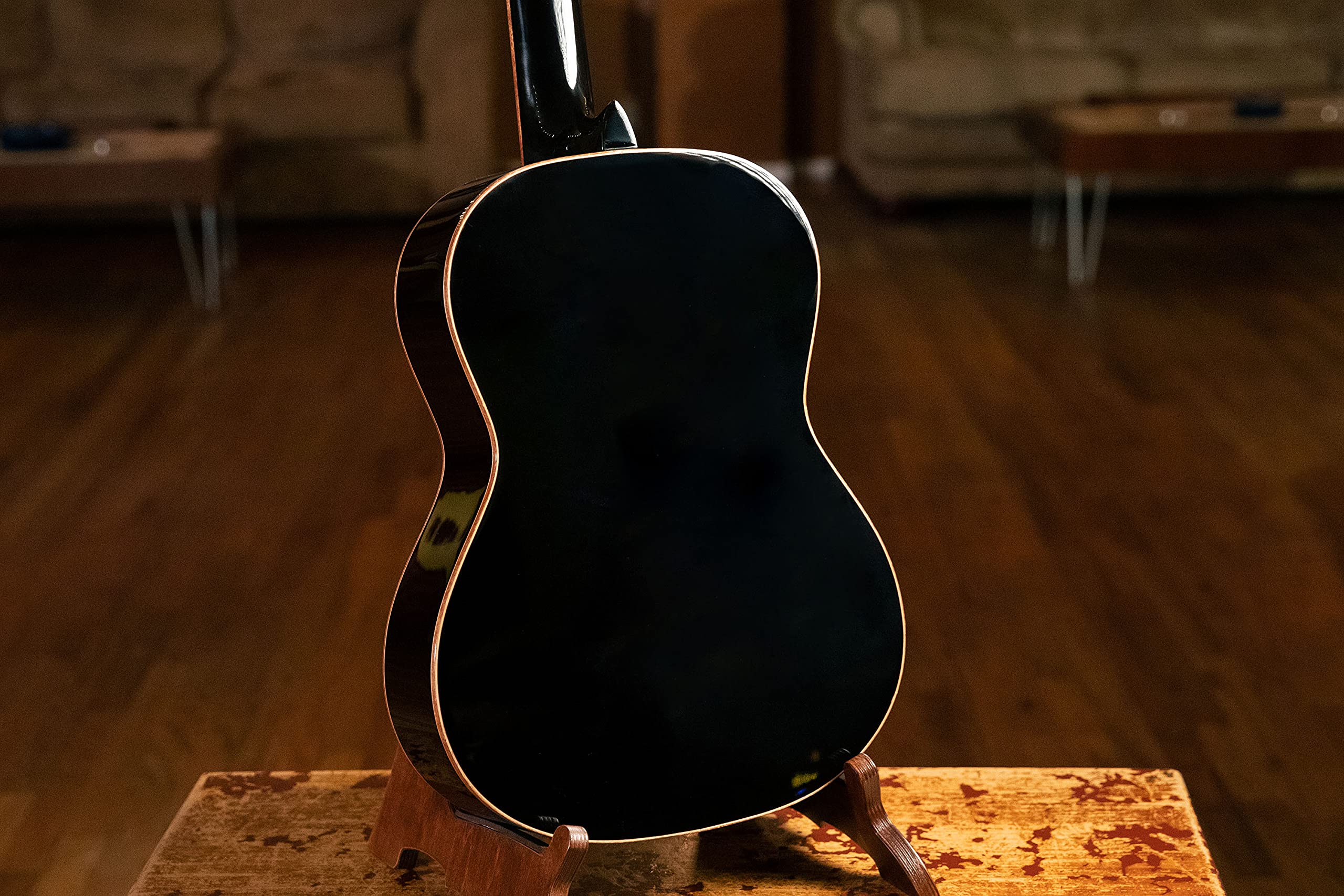 Ortega Guitars R221Bk-7/8 Nylon 6-String Guitar With Spruce Top, Mahogany Body, Black Gloss, 7/8 Size