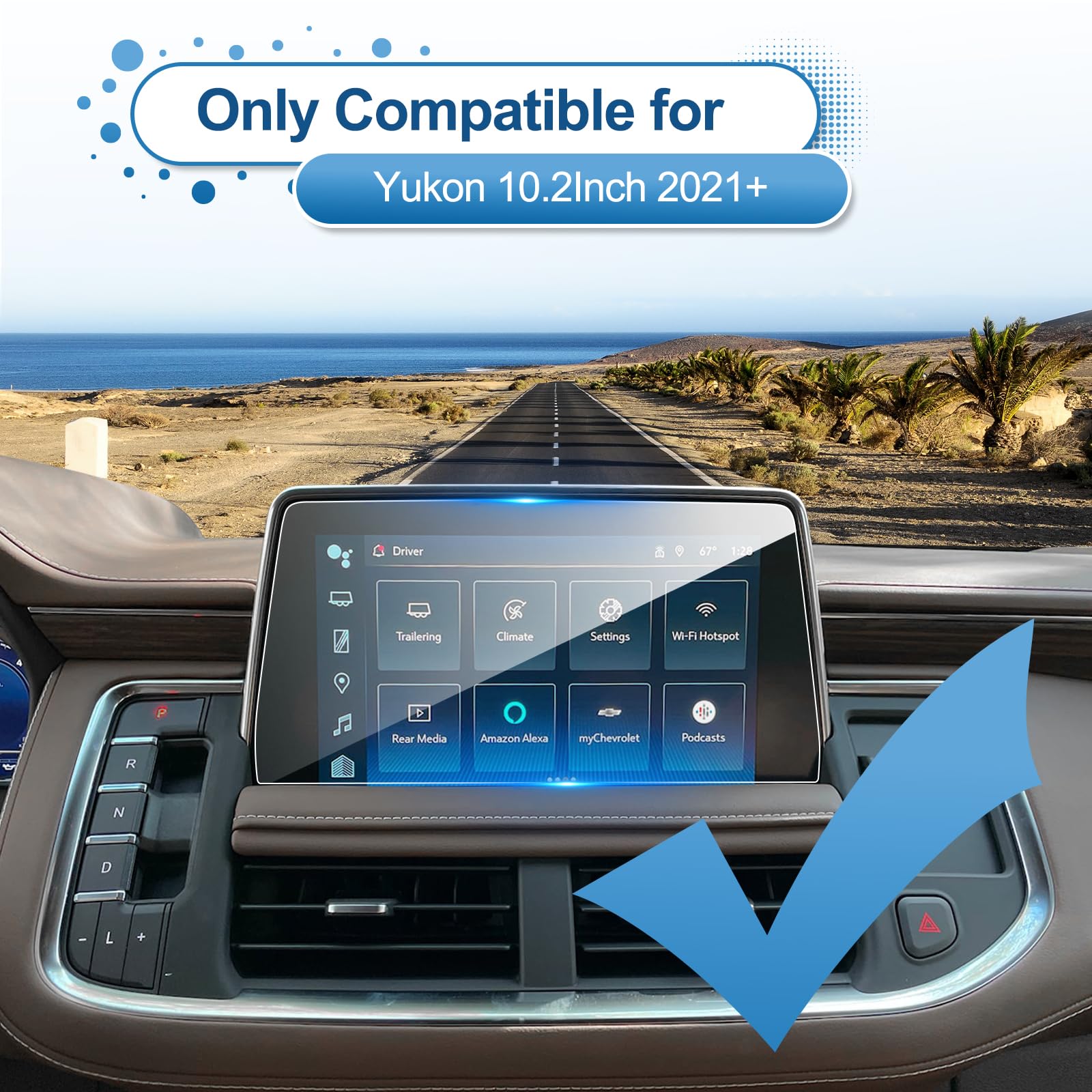 Coleya 2021 2022 2023 2024 Yukon Screen Protector For Gmc Yukon (Sle/Slt/At4) 10.2 Inch Touch Screen, 2023 Yukon Tempered Glass