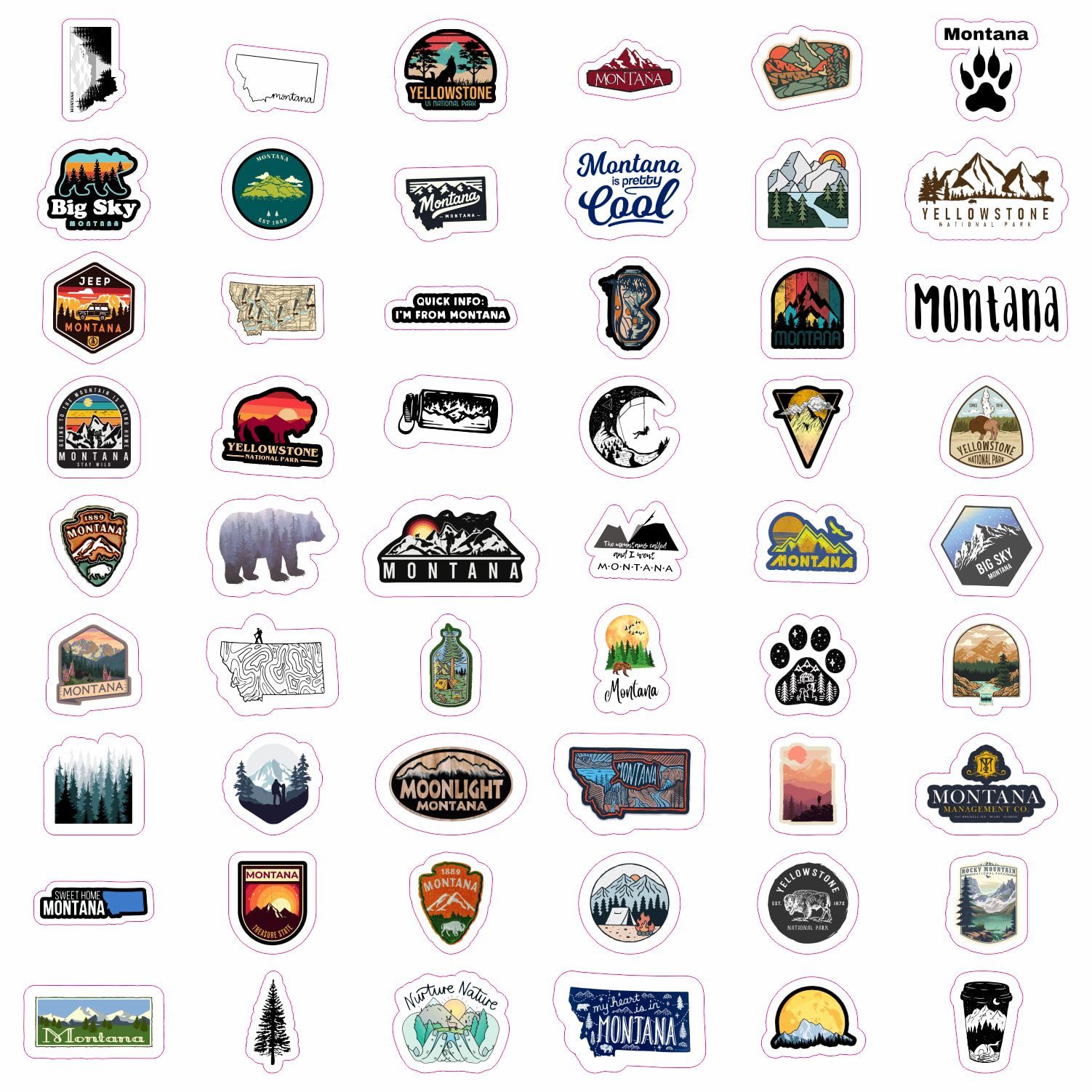 100Pcs Montana Stickers For Water Bottle And Laptop   Montana Party Favors & Decorations, Waterproof Vinyl Decals, State Pride A