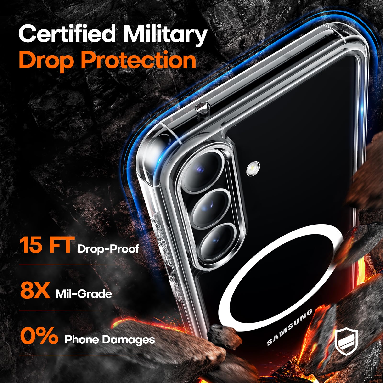 Tauri 3 In 1 For Samsung Galaxy S24 Fe Case, Compatible With Magsafe, Military Grade Protection With 2 Tempered Glass Screen Pro