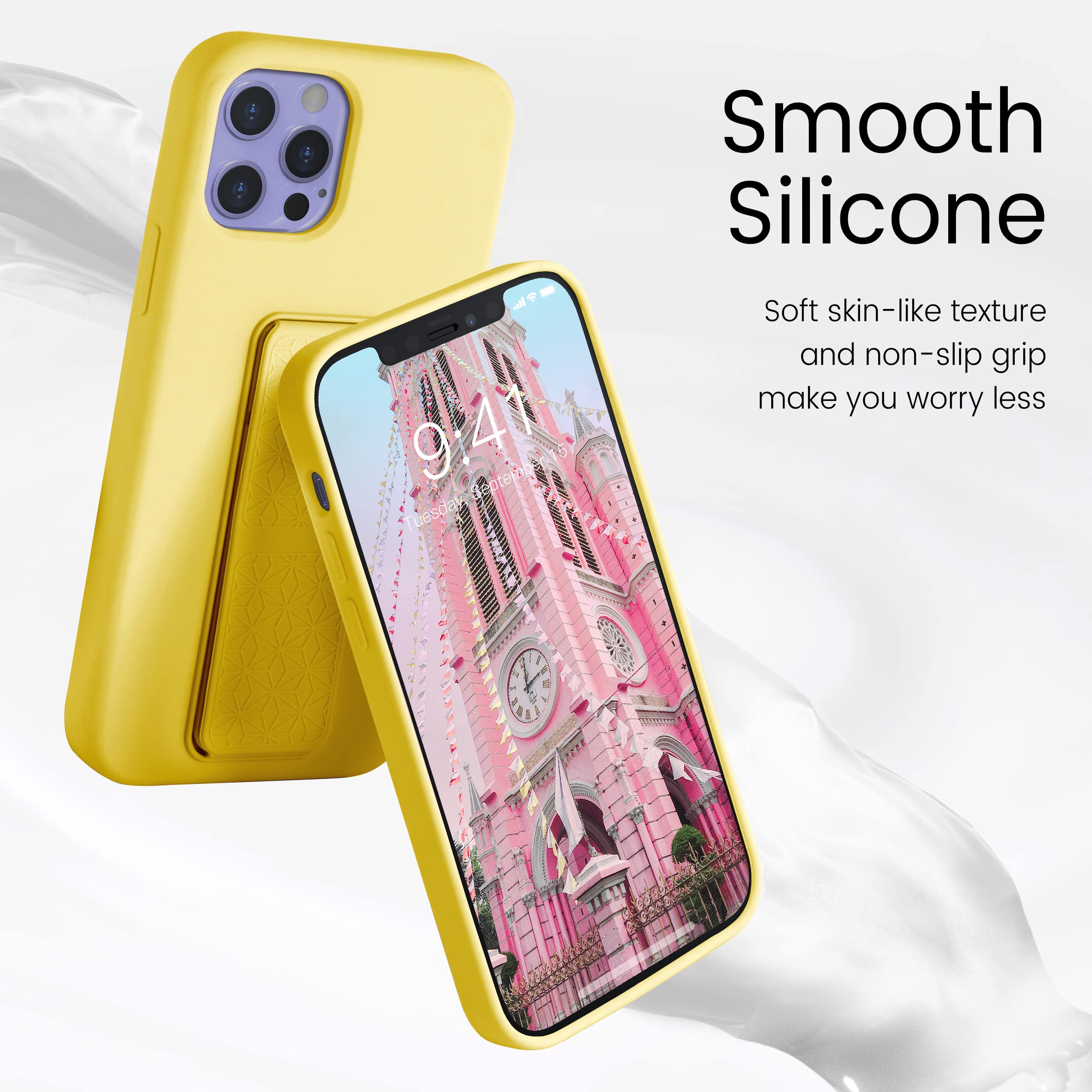 Laudtec Silicone Kickstand Case Compatible With Iphone 12/12 Pro Case Vertical And Horizontal Stand Hand Strap Metal Kickstand,