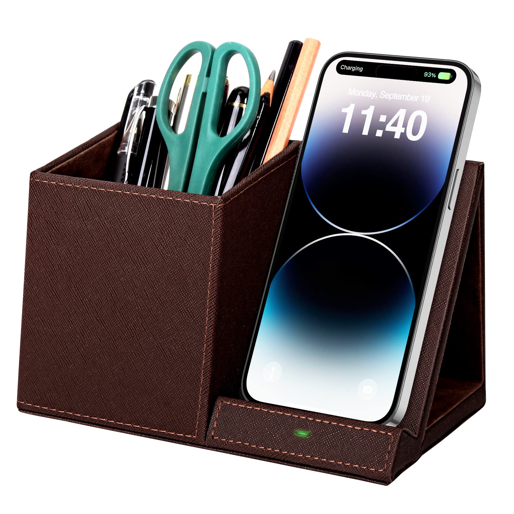 Wireless Charging Stand With Pen Holder, Compatible With Iphone 14/14 Pro Max/14 Pro/14 Plus And Iphone 13/12/11 Series, Nightst