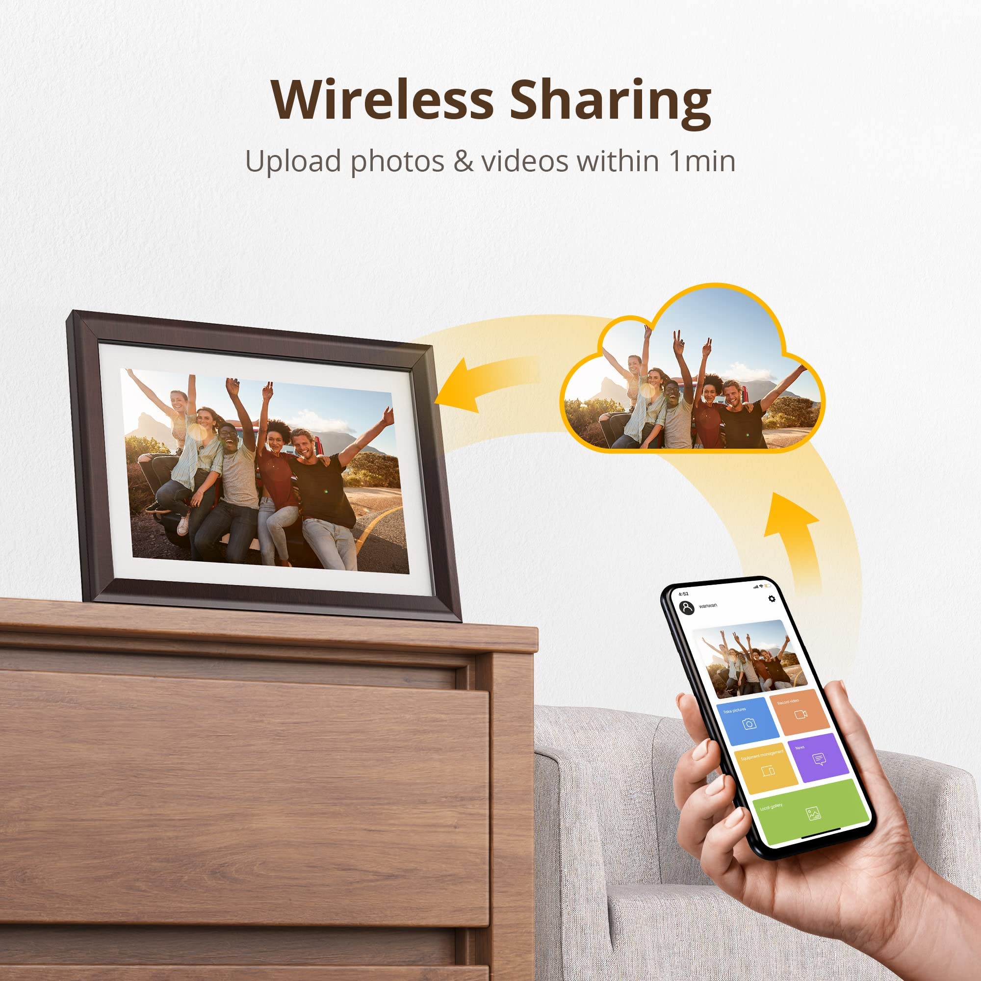 Dragon Touch Digital Picture Frame Wifi 10 Inch Ips Touch Screen Digital Photo Frame Display, 32Gb Storage, Auto Rotate, Share P