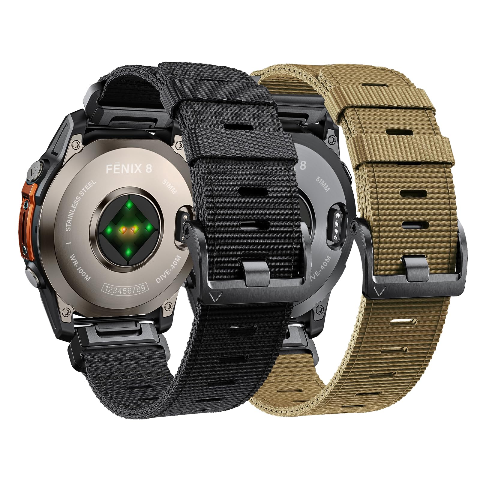Compatible with Garmin Fenix 7X/ 6X/ 5X/ 8/8 Pro 51mm/5X Plus/6X Pro/7X pro, Nylon Quickfit 26 Watch Band for Tactix 7/Descent M