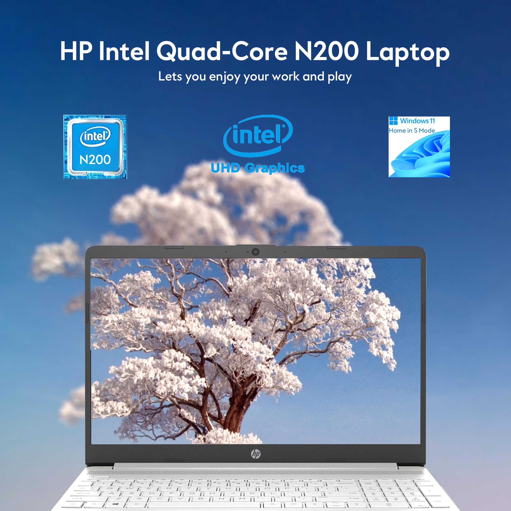 Hp 15.6 Inch Laptop, Intel N200 Quad-Core Processor, 4Gb Ram, 128Gb Ssd, Wi-Fi 6, Webcam, Hdmi, Numeric Keypad, Windows 11 Home,