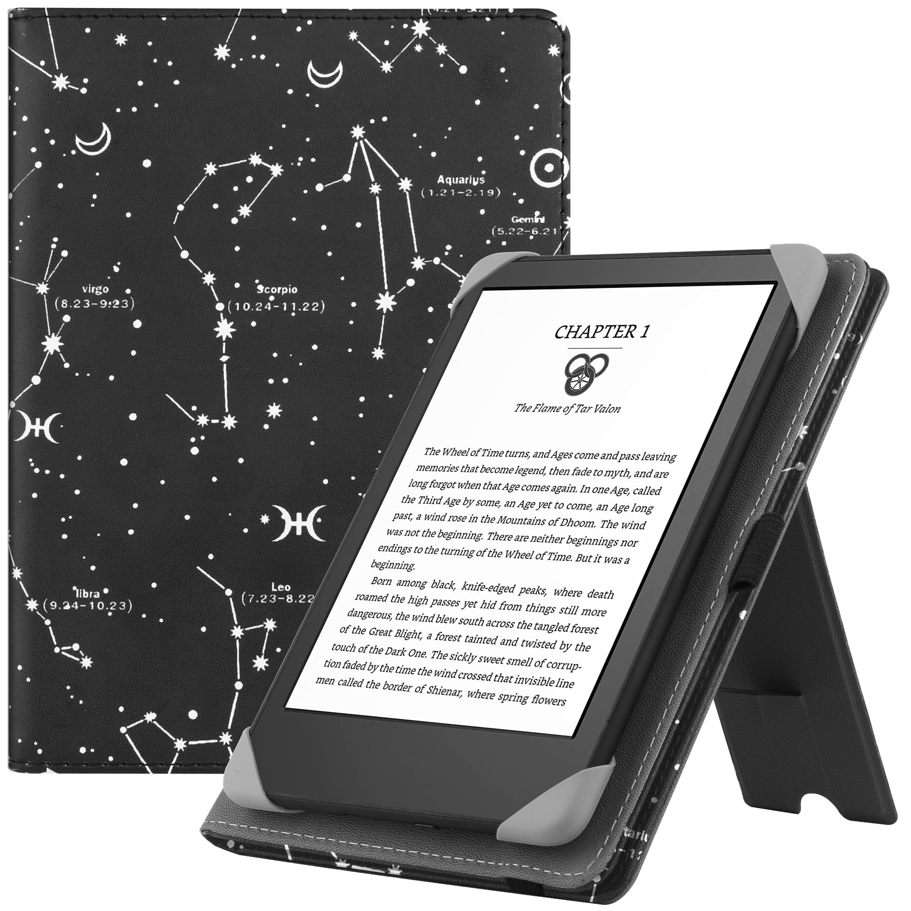 Hgwalp Universal Case For 6'' Ereaders, Folio Leather Stand Cover With Handstrap Compatible With All 6 Inch Paperwhite/Kobo/Toli