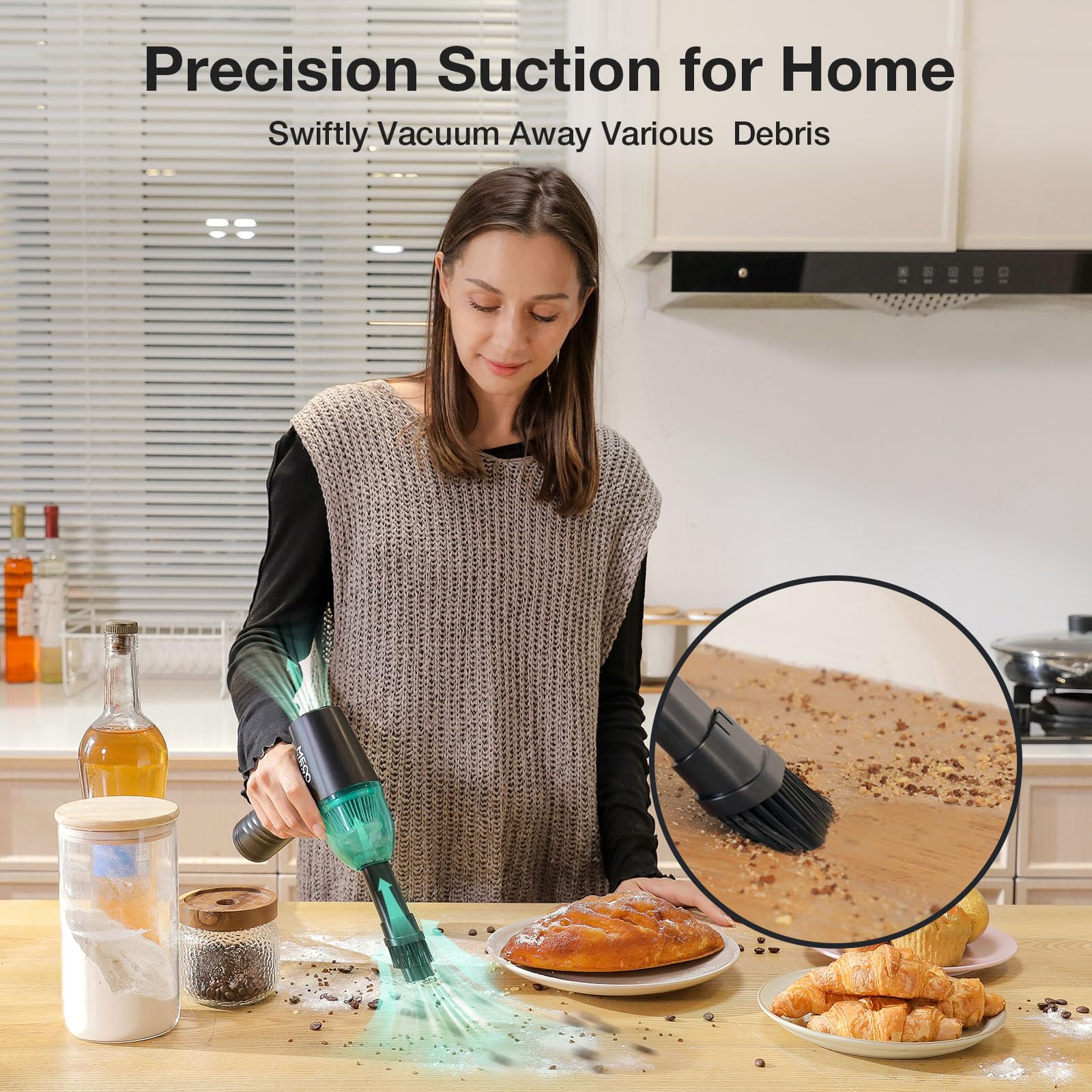 Compressed Air Duster & Mini Vacuum Cleaner 4In1, Meco 3 Gear 110000Rpm Electric Air Blower, 13000Pa Keyboard Cleaner, Handheld