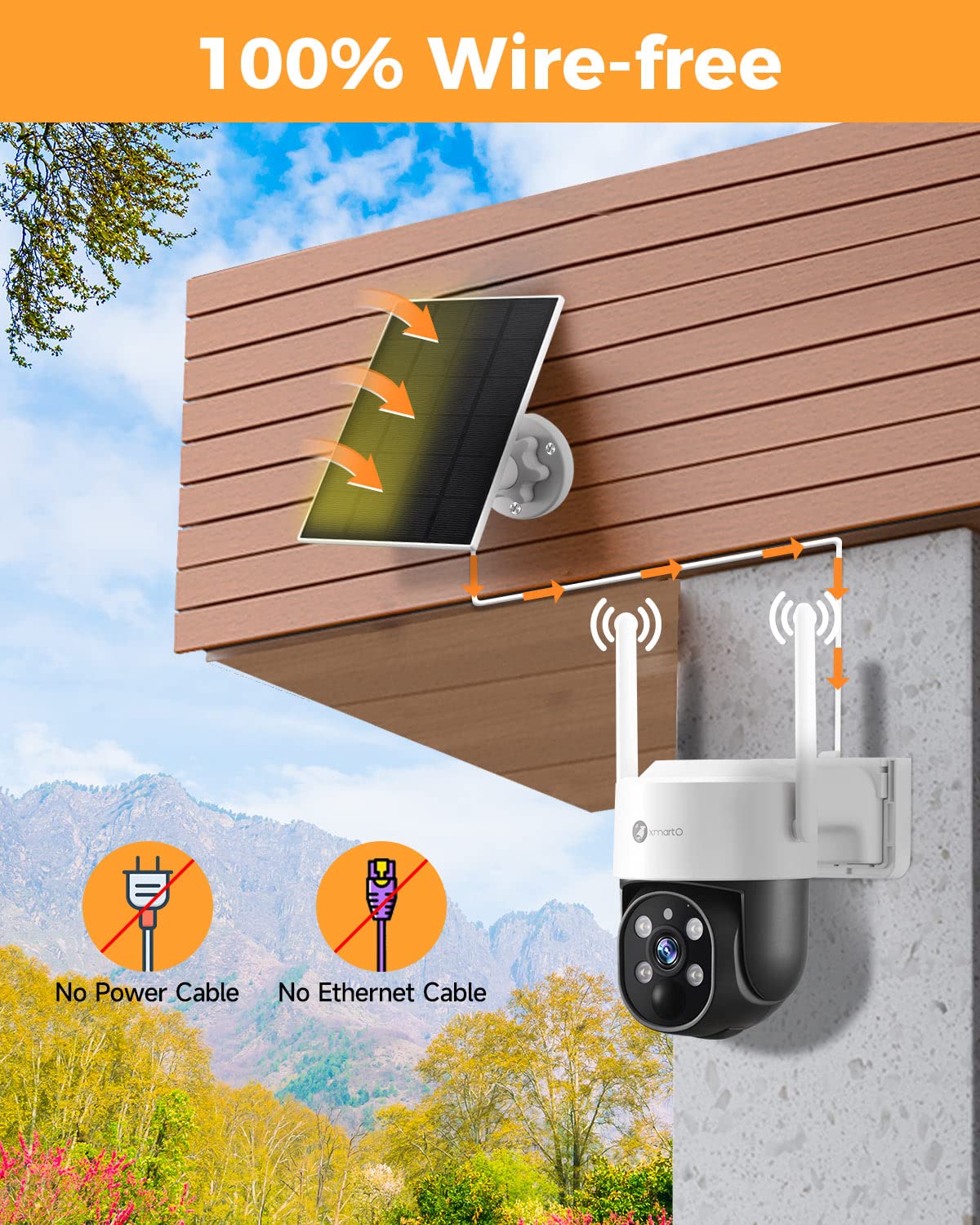 Xmarto 100% Wire Free Solar Ptz Home Security Camera System Wireless, 4 Set 2K 4Mp Qhd Cctv Camera Kit With 4K 10Ch Expandable W