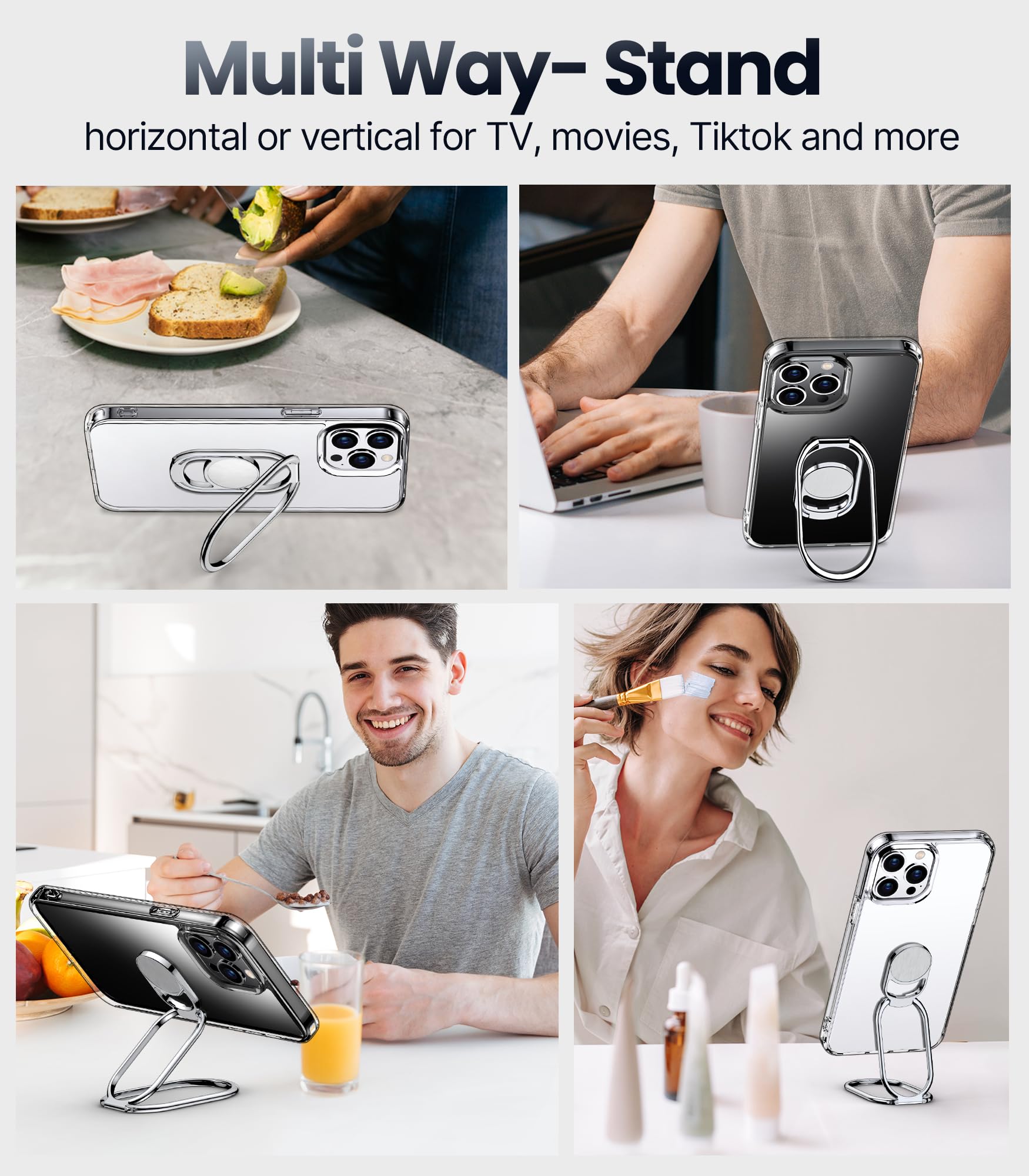 Shields Up For Iphone 15 Pro Max Case With Stand, Phone Case Clear With Double Ring Holder [Adjustable & Foldable] Shockproof Pr