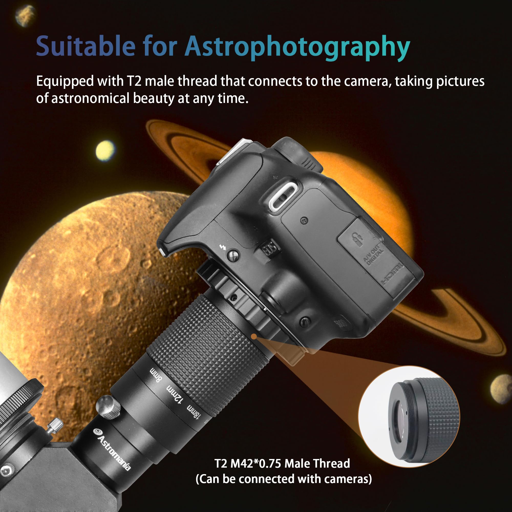 Astromania 1.25'' 8 24Mm Zoom Eyepiece For Telescope With T Thread