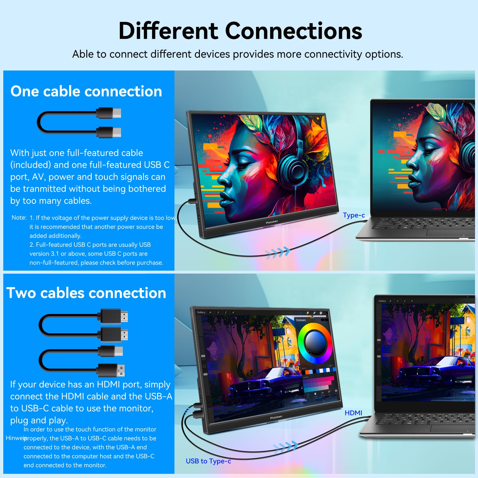 Portable Monitor Touchscreen 16 Inch Fhd 1920X1200P Hdmi Usbc Travel Touch Screen Monitor Ips Display For Pc Laptop Computer Ras