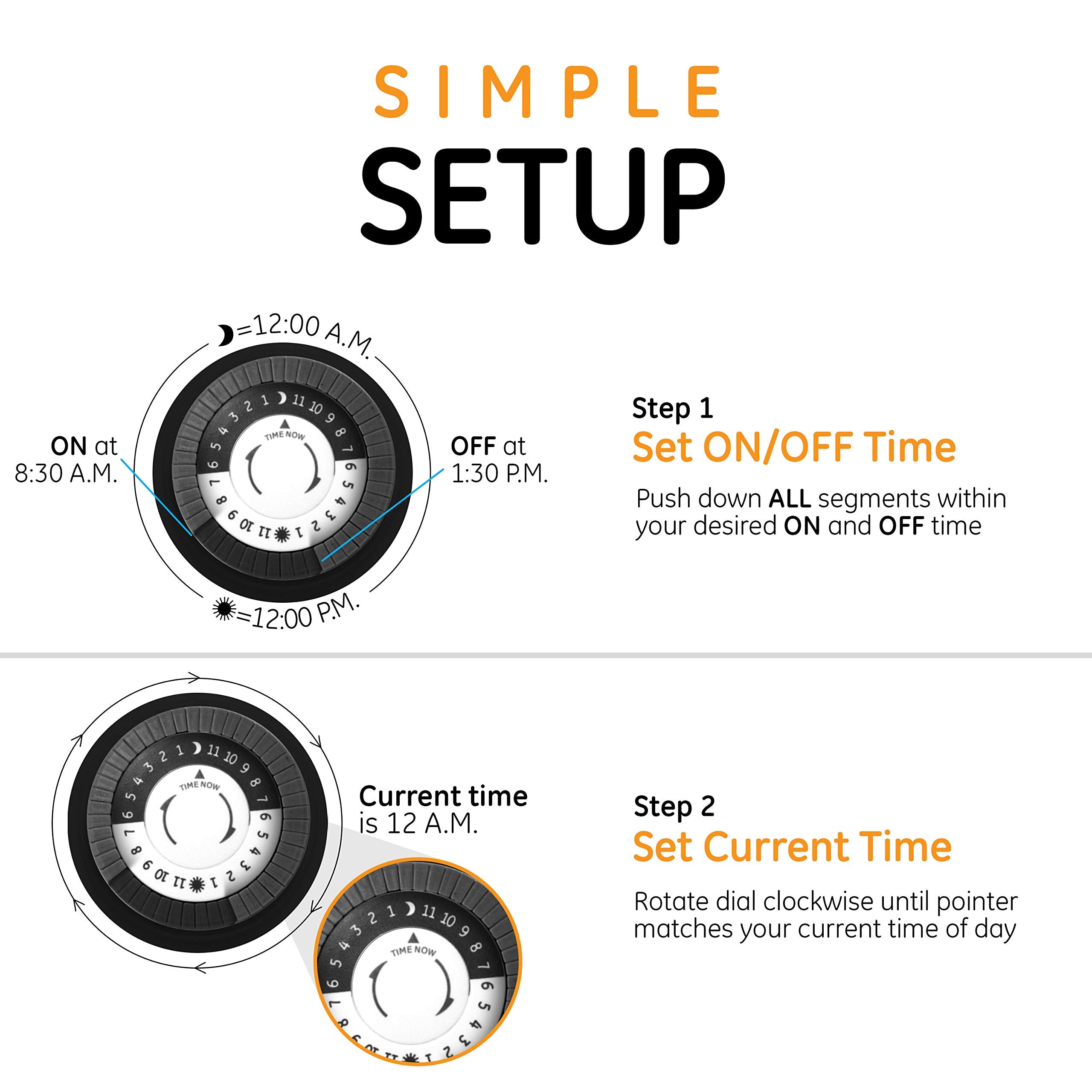 Ge 15138 24 Hour Heavy Duty Mechanical 2 Grounded Outlet, Programmable Daily Cycle, 30 Minute Interval, Weather Resistant, Outdo