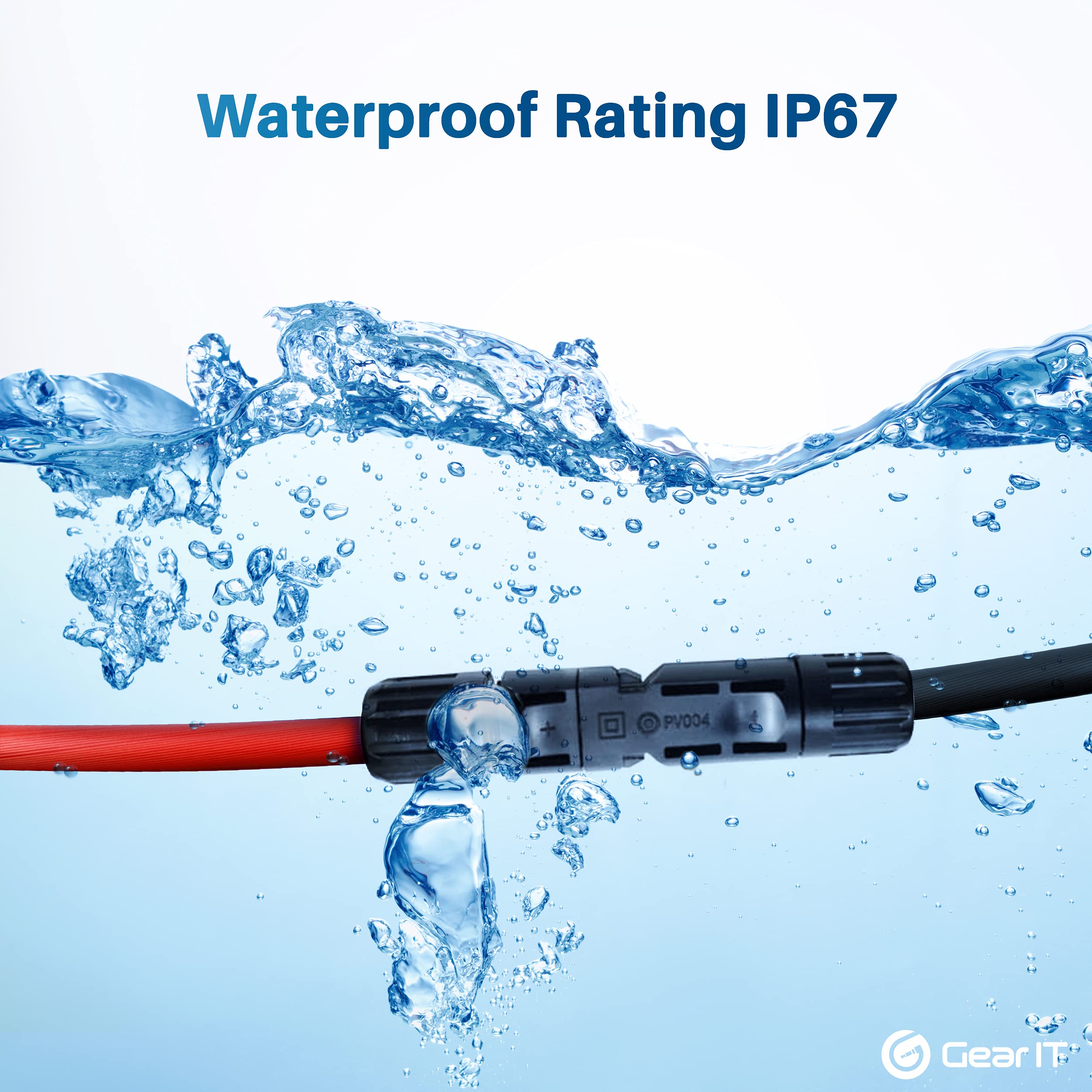 Gearit 12Awg Solar Extension Cable (100Ft Black   100Ft Red) Male To Female Solar Connectors With Adapter Tool Kit, Solar Panel