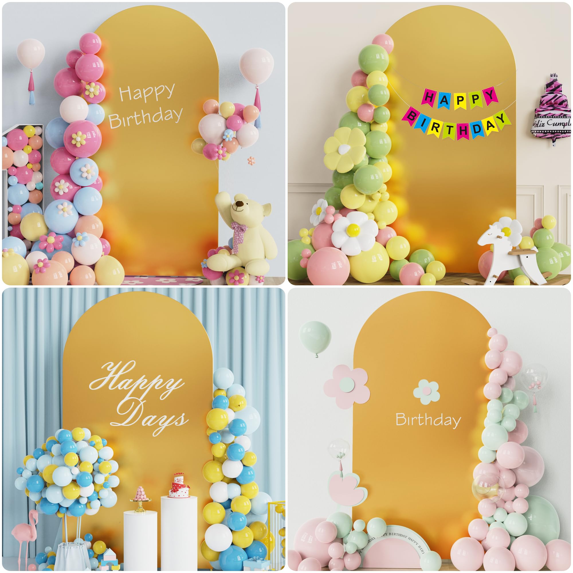 Wokceer Wedding Arch Cover 7.2Ft Spandex Fitted Wedding Arch Stand Covers Round Top Chiara Arch Backdrop Cover For Birthday Part