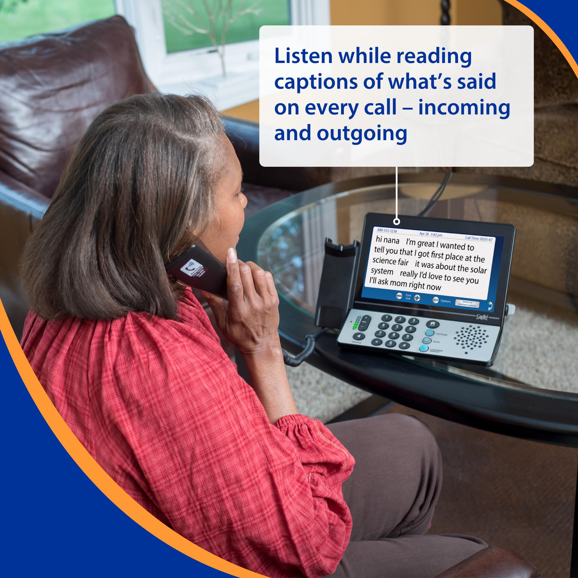 Hamilton Captel 2400Ispnbt Captioned Telephone, Hearing Impaired Phones, Volume Control With Up To 40Db Amplification Gain, Larg