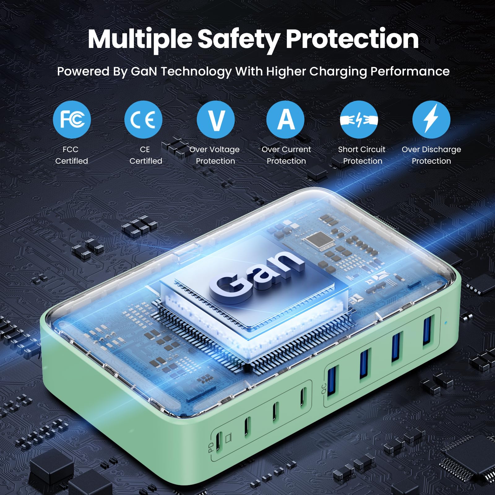 Usb C Charger 105W Usb C Charger Block,Upgraded Gan Iii 8 Port Fast Charging Station Hub,Pd 65W Laptop Charger Adapter Compatibl