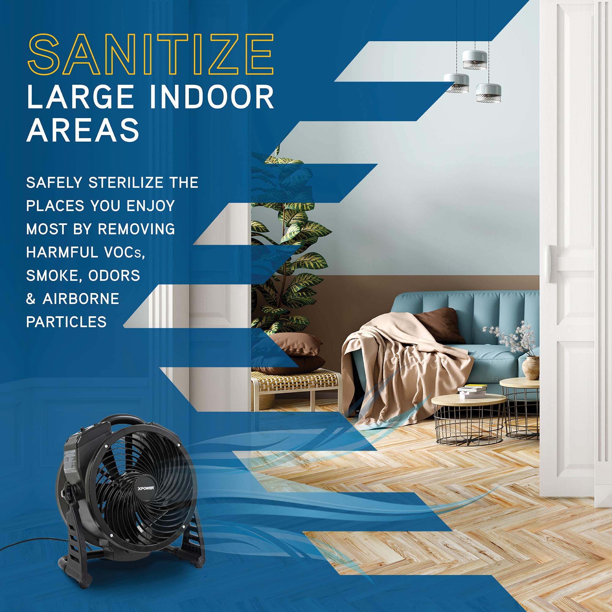 Xpower M 25 Air Neutralizing Fan, Axial Air Mover W/Ozone Generator, O3 Machine, Commercial, High Capacity, Large Areas, Sanitiz