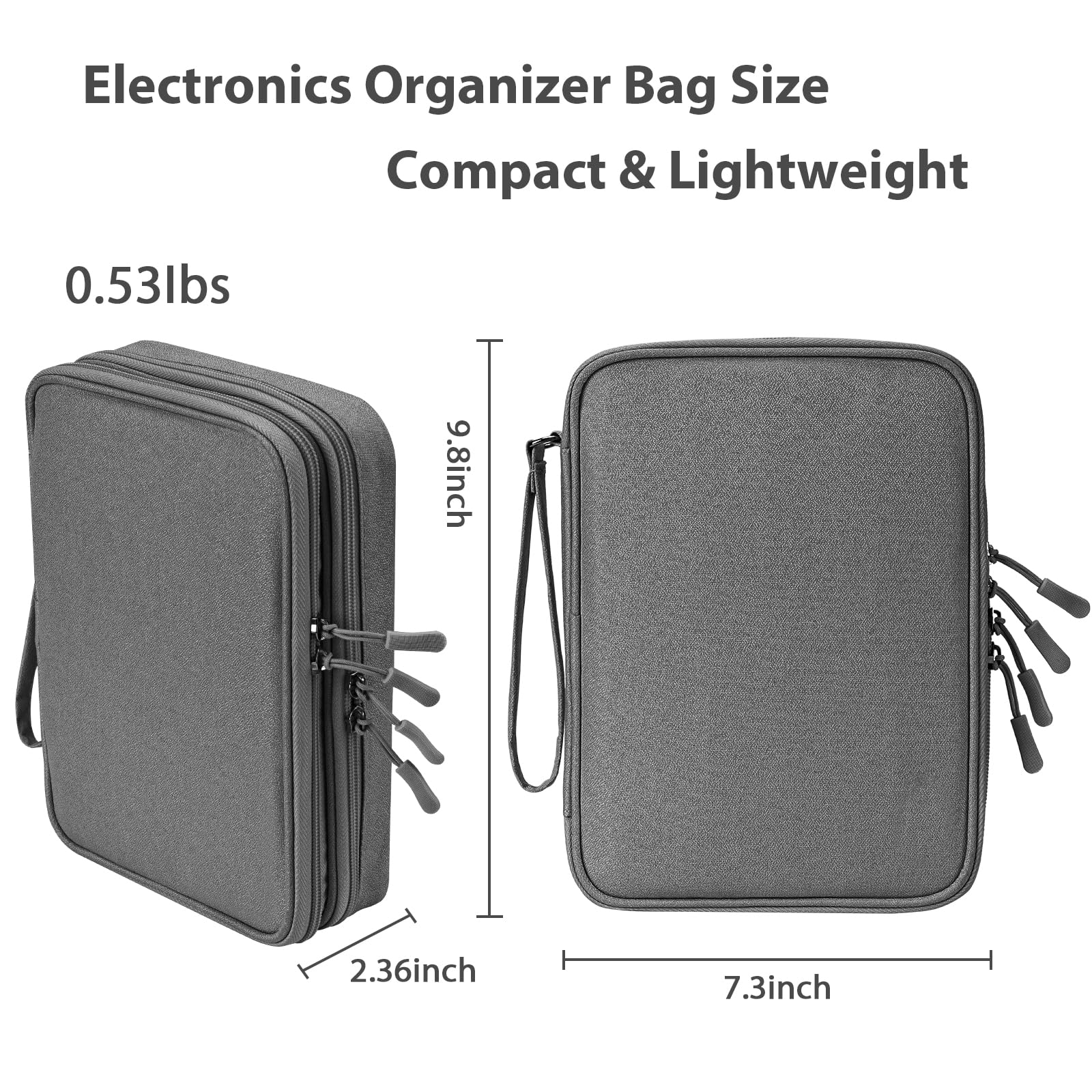 Ddgro Electronics Organizertravel Storage Case For Cables/Cords/Charger/Hard Drive, Tech Accessories Pouch Bag (Dark Gray, 2 Lay