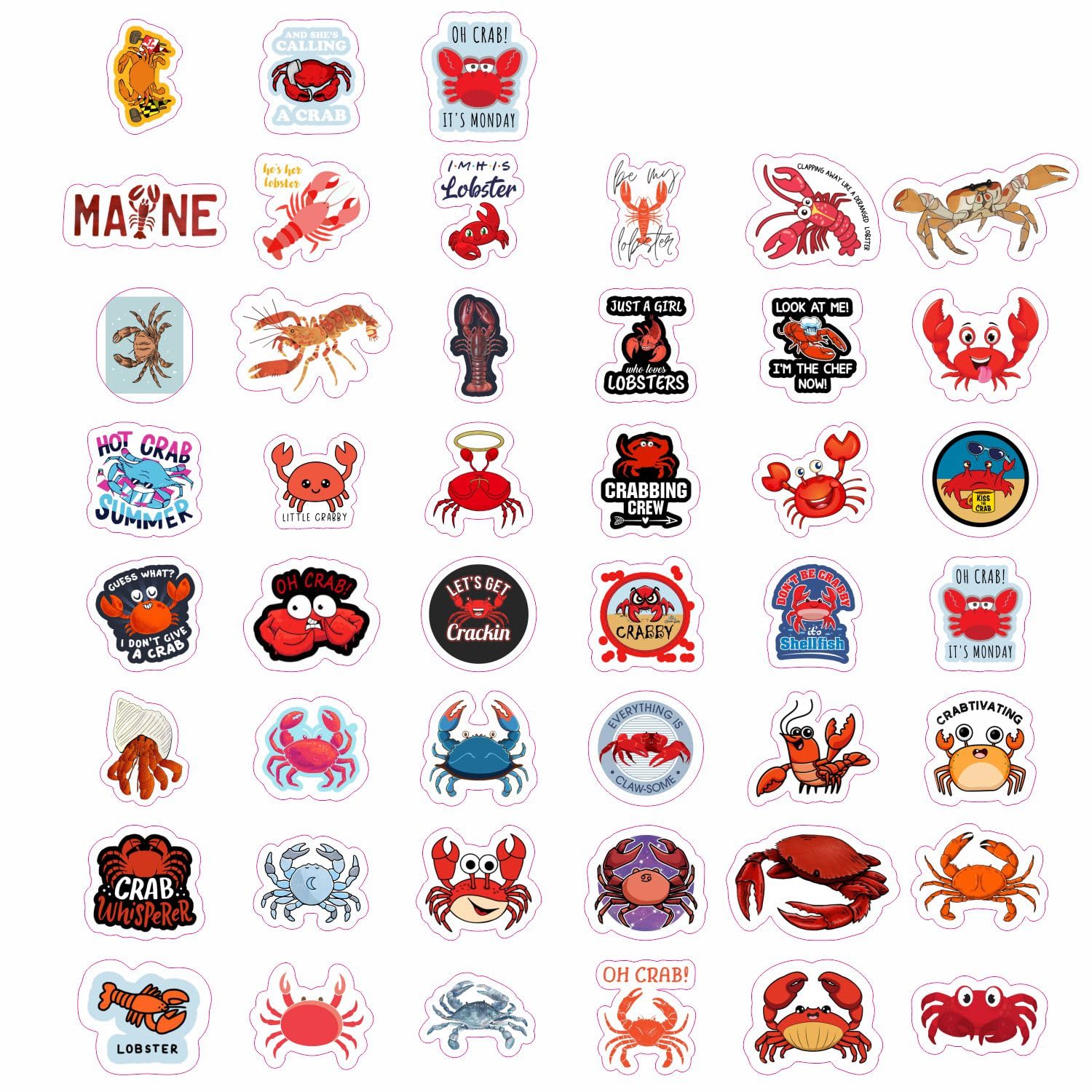 Crab & Lobster Stickers For Water Bottle And Laptop   Marine Life Party Favors & Decorations, Waterproof Vinyl Sea Creature Deca