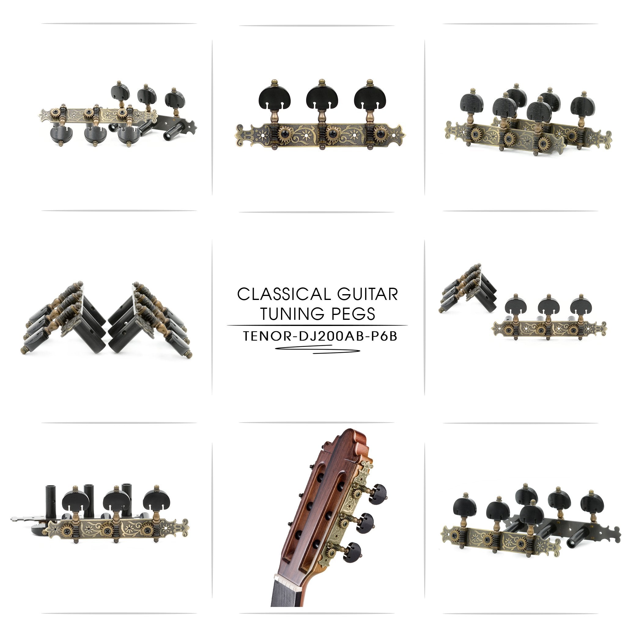 Dj200Ab P6B Tenor Classical Guitar Tuners Professional Tuning Key Pegs/Machine Heads For Classical Or Flamenco Guitar In Antique