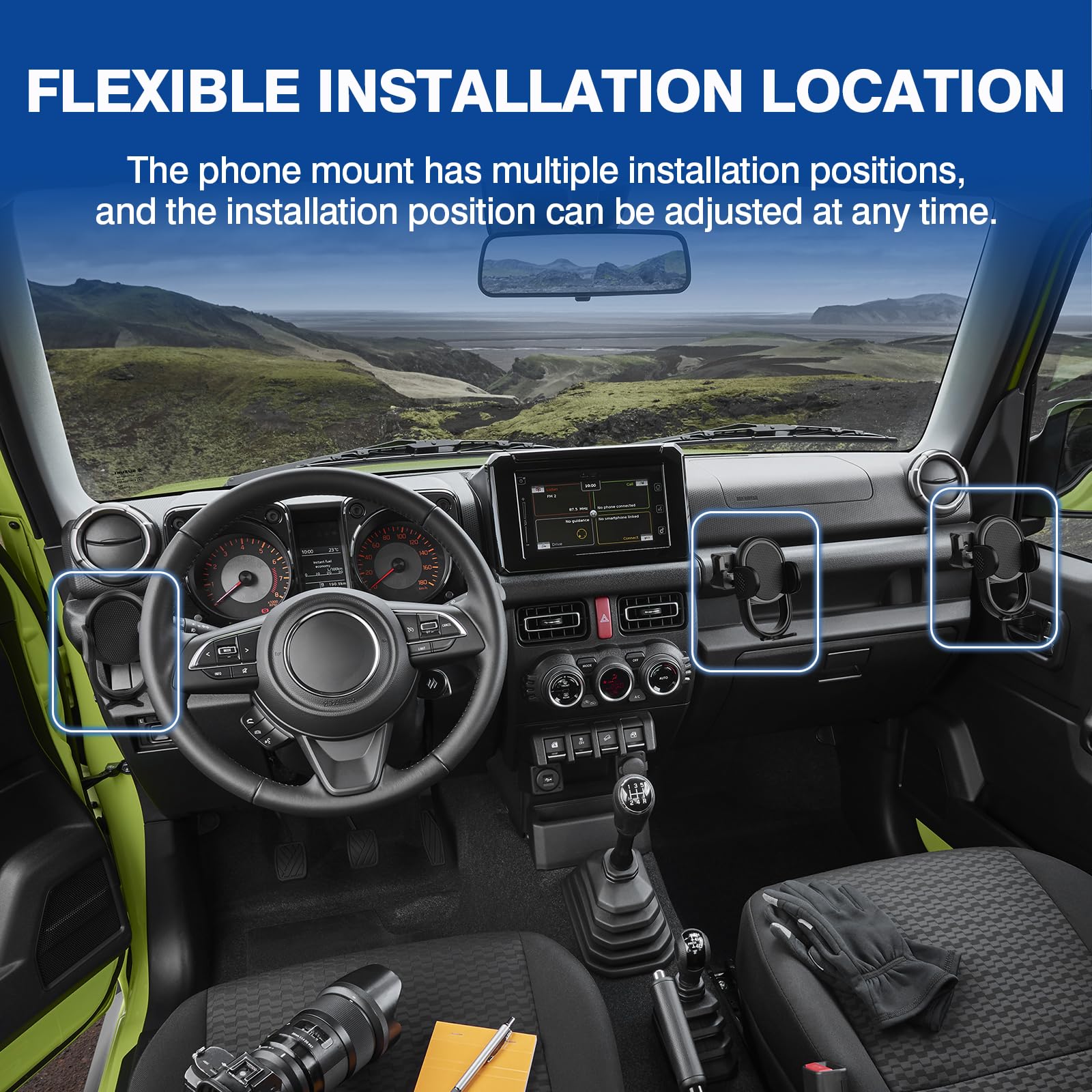 Autorder Car Phone Holder For 2019-2025 Suzuki Jimny Accessories Phone Mount Cell Phone Car Mount Automobile Phone Stabilizer 36