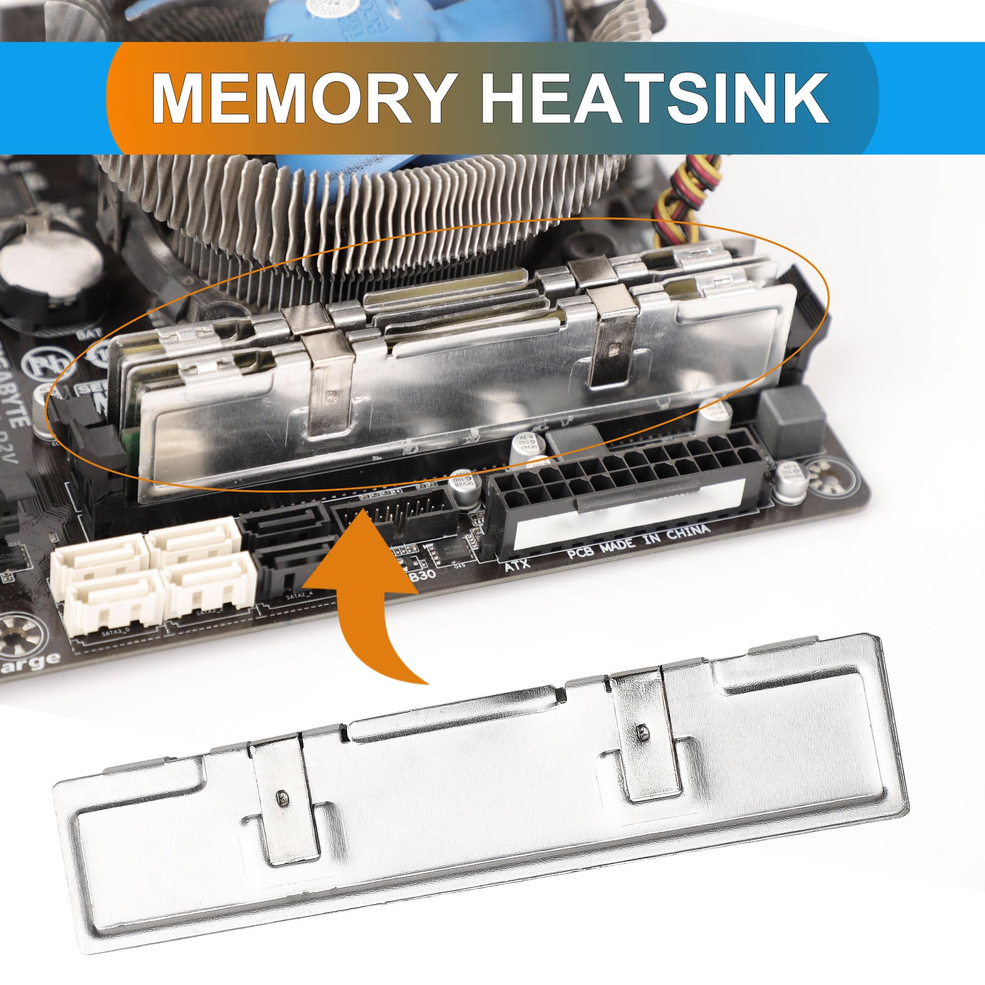 Uxcell 2 Pcs Silver Tone Aluminum Memory Heatsink Shim Cooler Cooling Fins Memory Heat Spreader For Ddr Sdr Ram