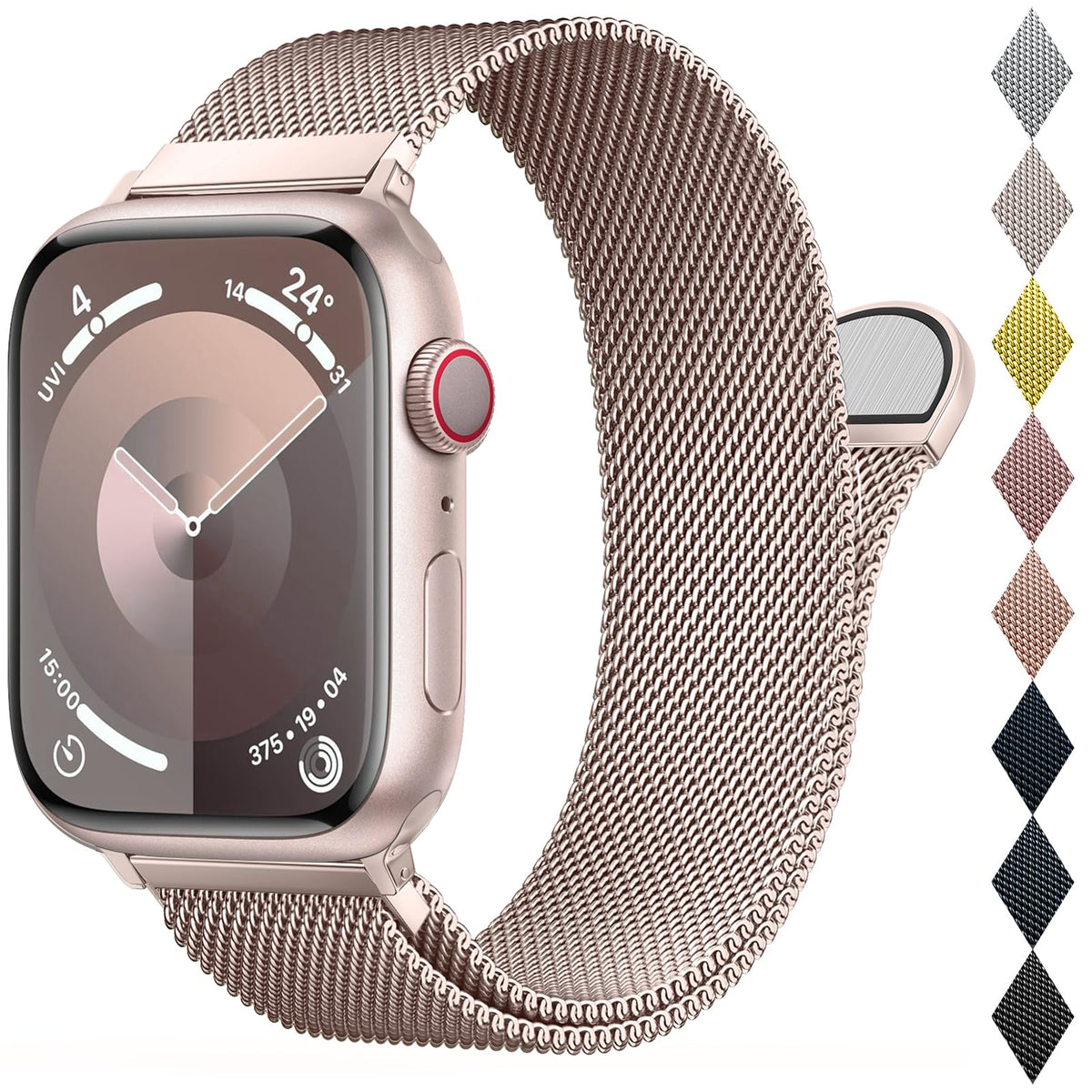 Belongme Mesh Metal Loop Compatible With Apple Watch Band 40Mm 41Mm 38Mm 42M Series Se 10 9 8 7 6 5 4 3 2 1 Women Men, Stainless