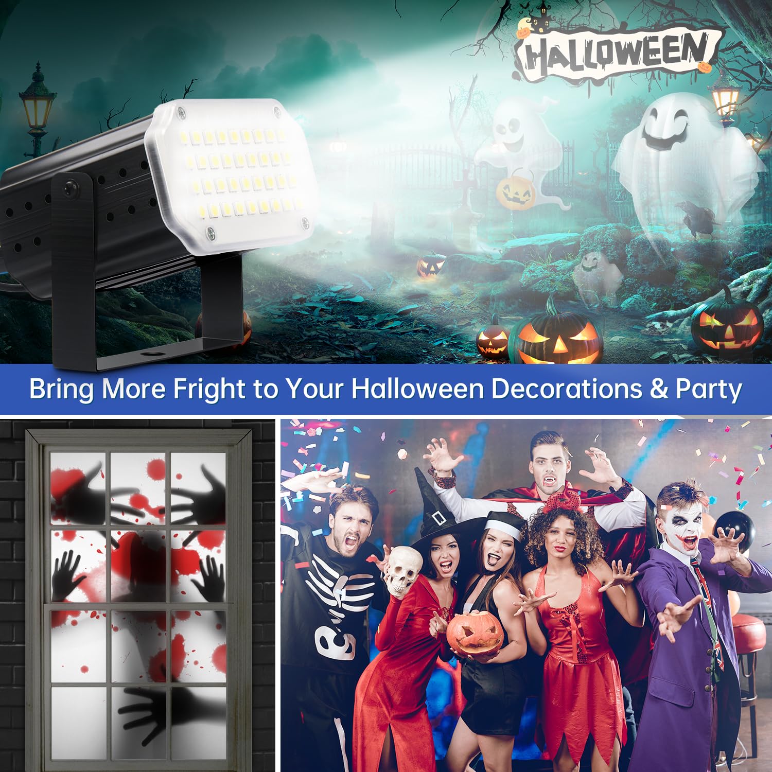 Luditek 2-Pack Mini Halloween White Led Strobe Light, Sound Activated And Flash Speed Control Party Light With 36 Super Bright L