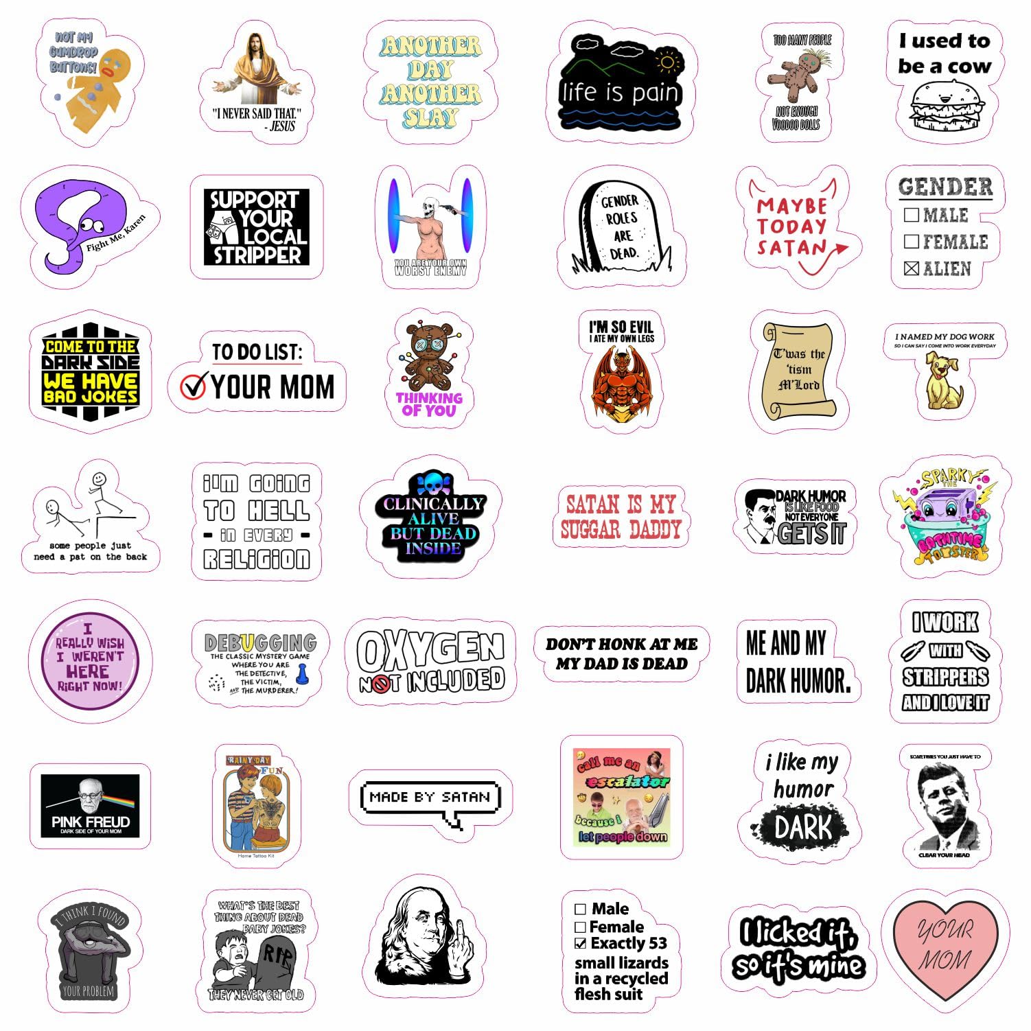 100Pcs Dark Humor Stickers For Water Bottle And Laptop   Dark Humor Party Favors & Decorations, Waterproof Vinyl Decals, Funny A