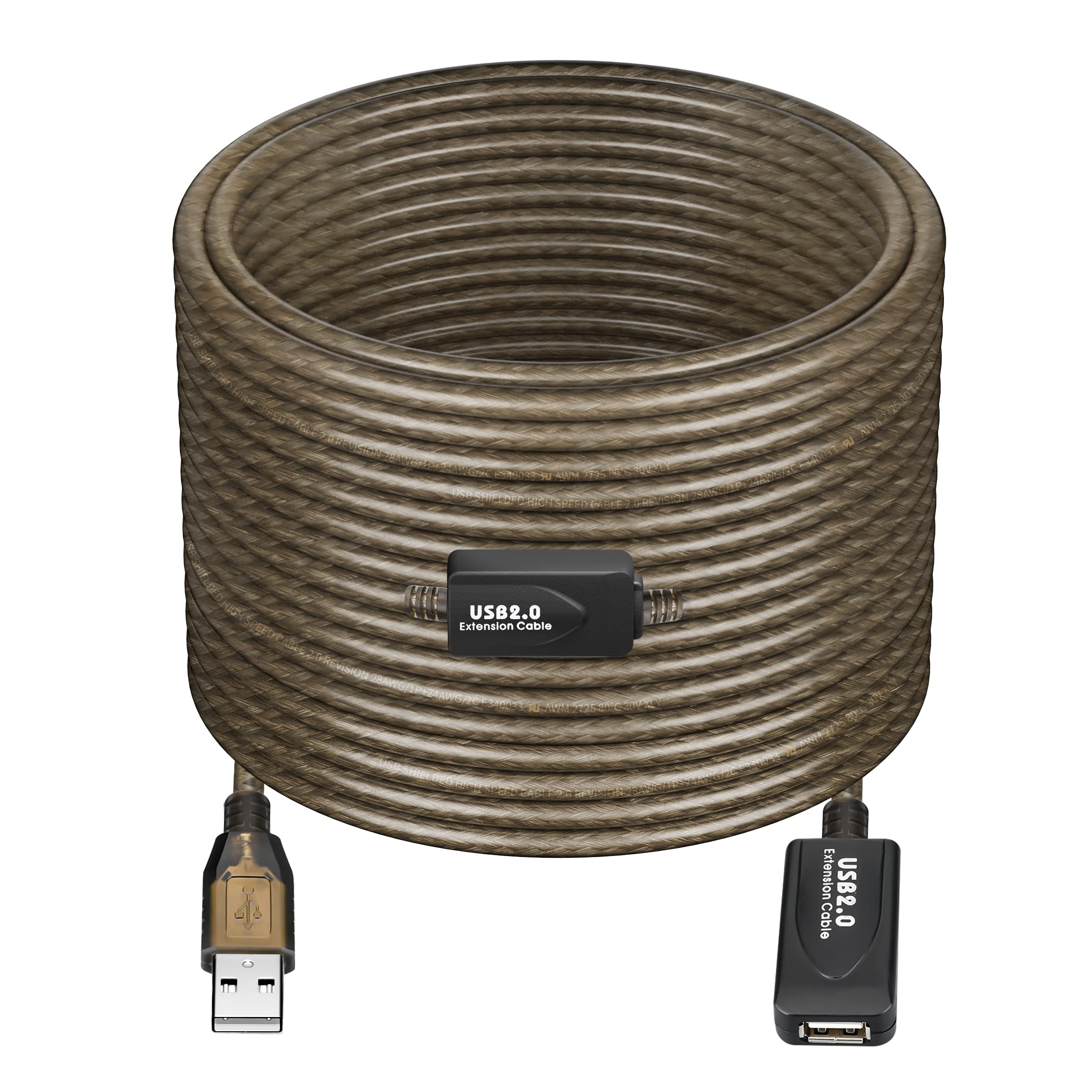 Ggmty 65 Ft Usb Extension Cable, Usb 2.0 Type A Male To A Female Active Repeater Extension Cable 65 Ft, High Speed 480 Mbps